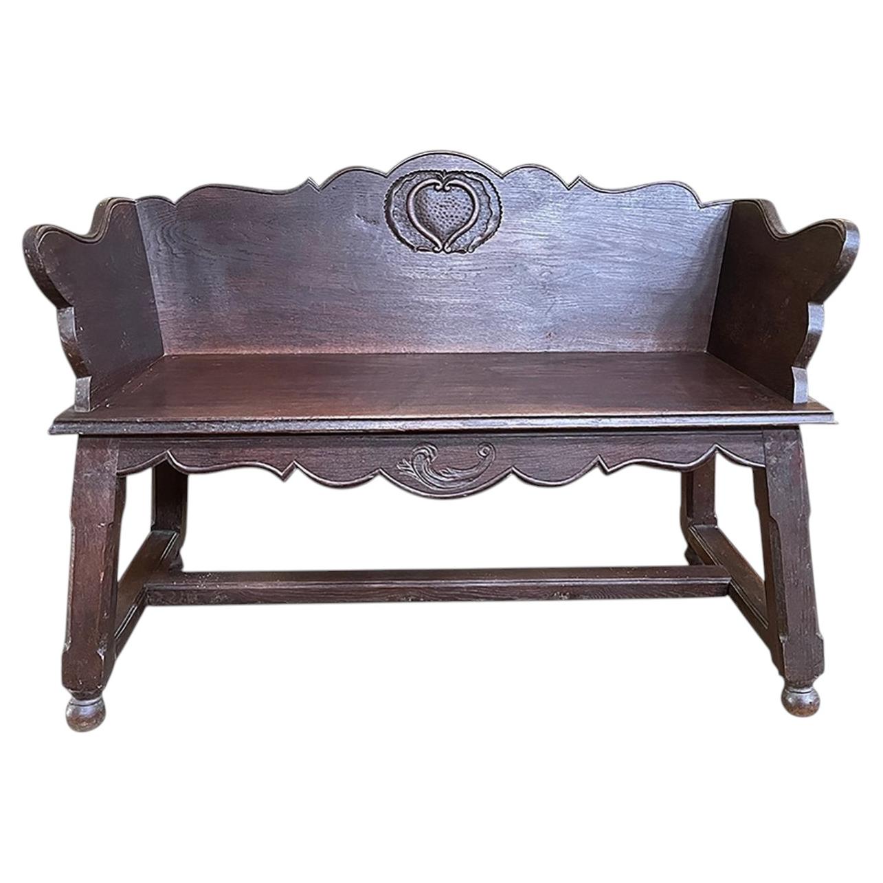 Rustic solid oak bench For Sale