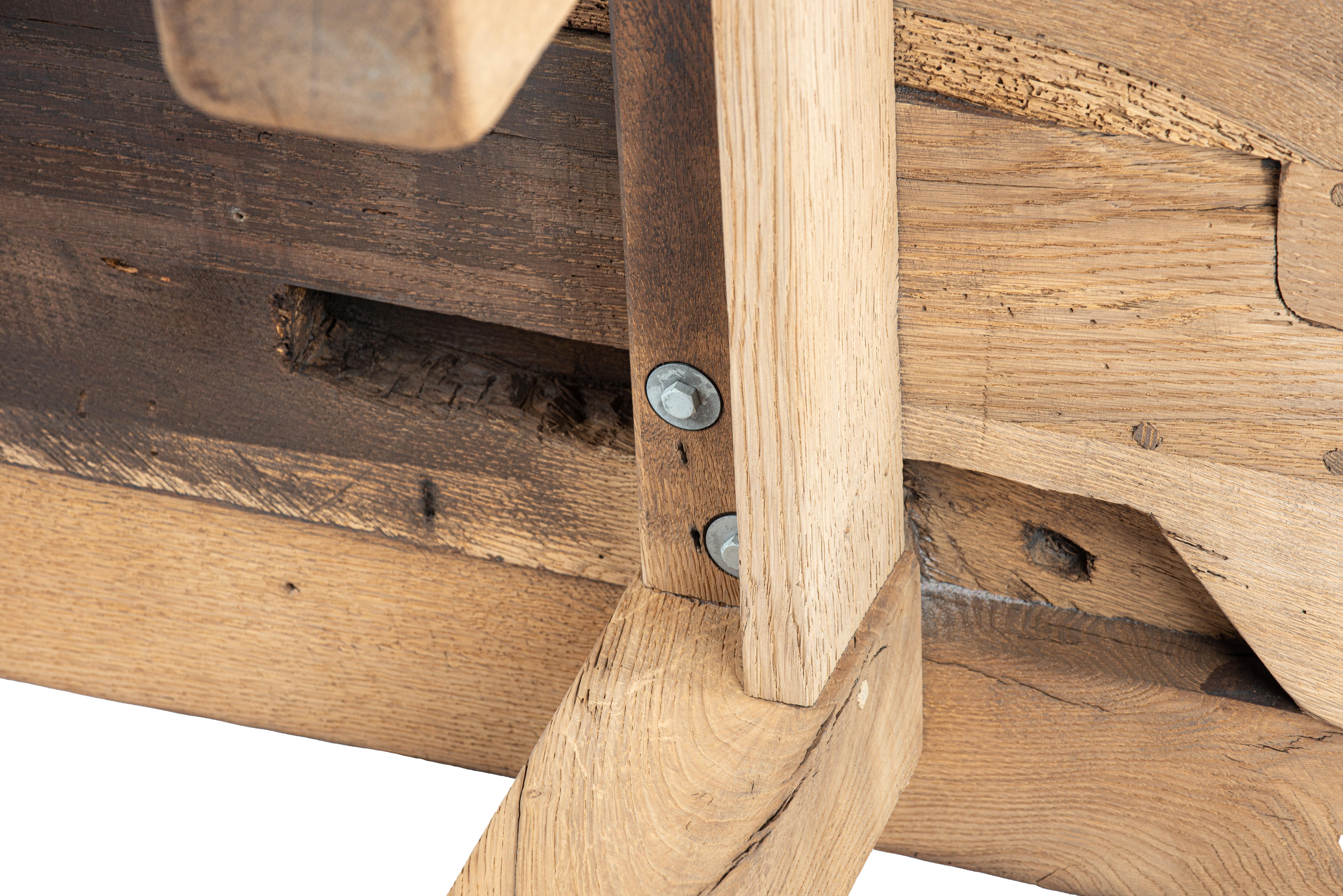 Rustic Solid weathered oak Dutch Coffee Table with natural wood color 1960s For Sale 5