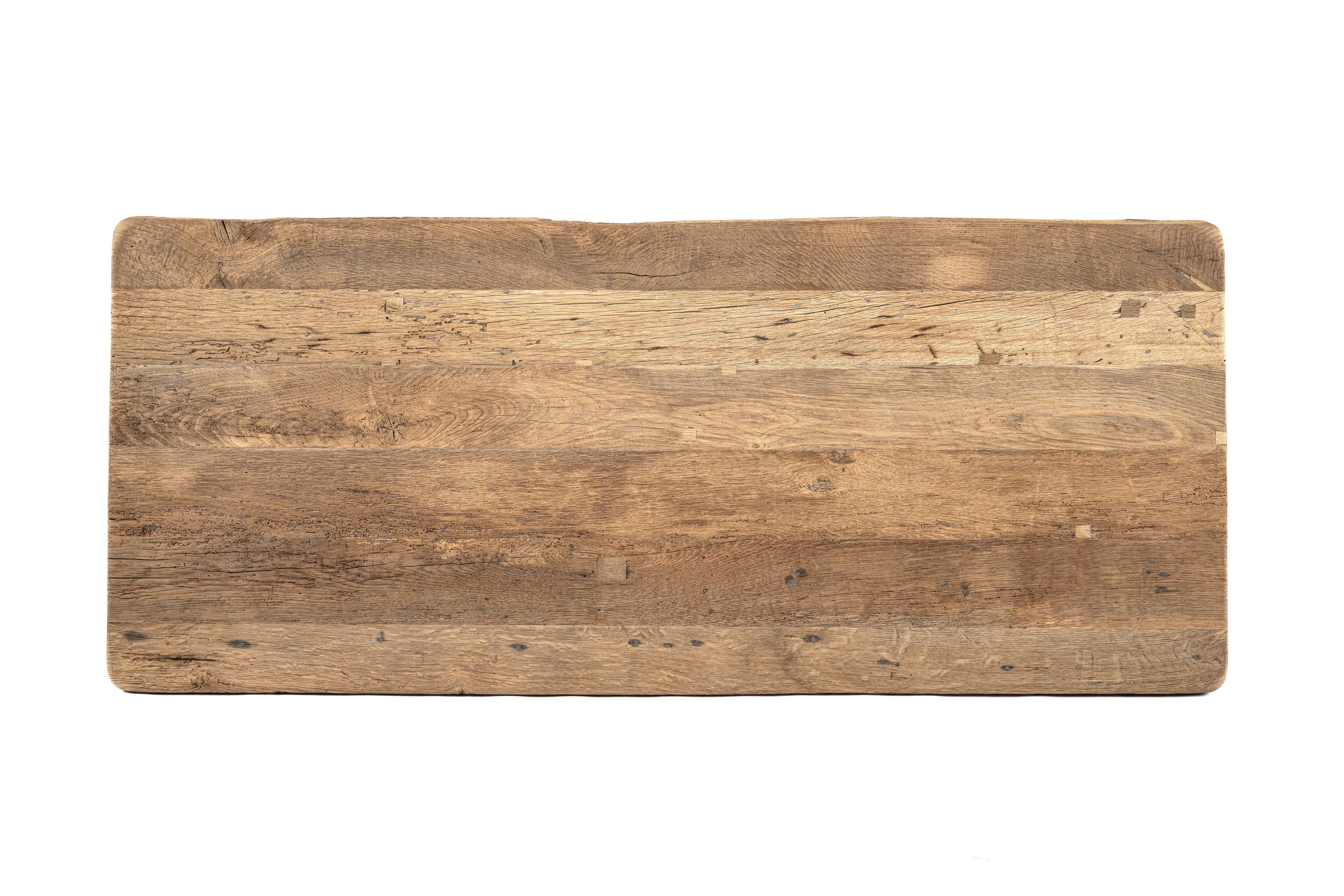 Rustic Solid weathered oak Dutch Coffee Table with natural wood color 1960s For Sale 1