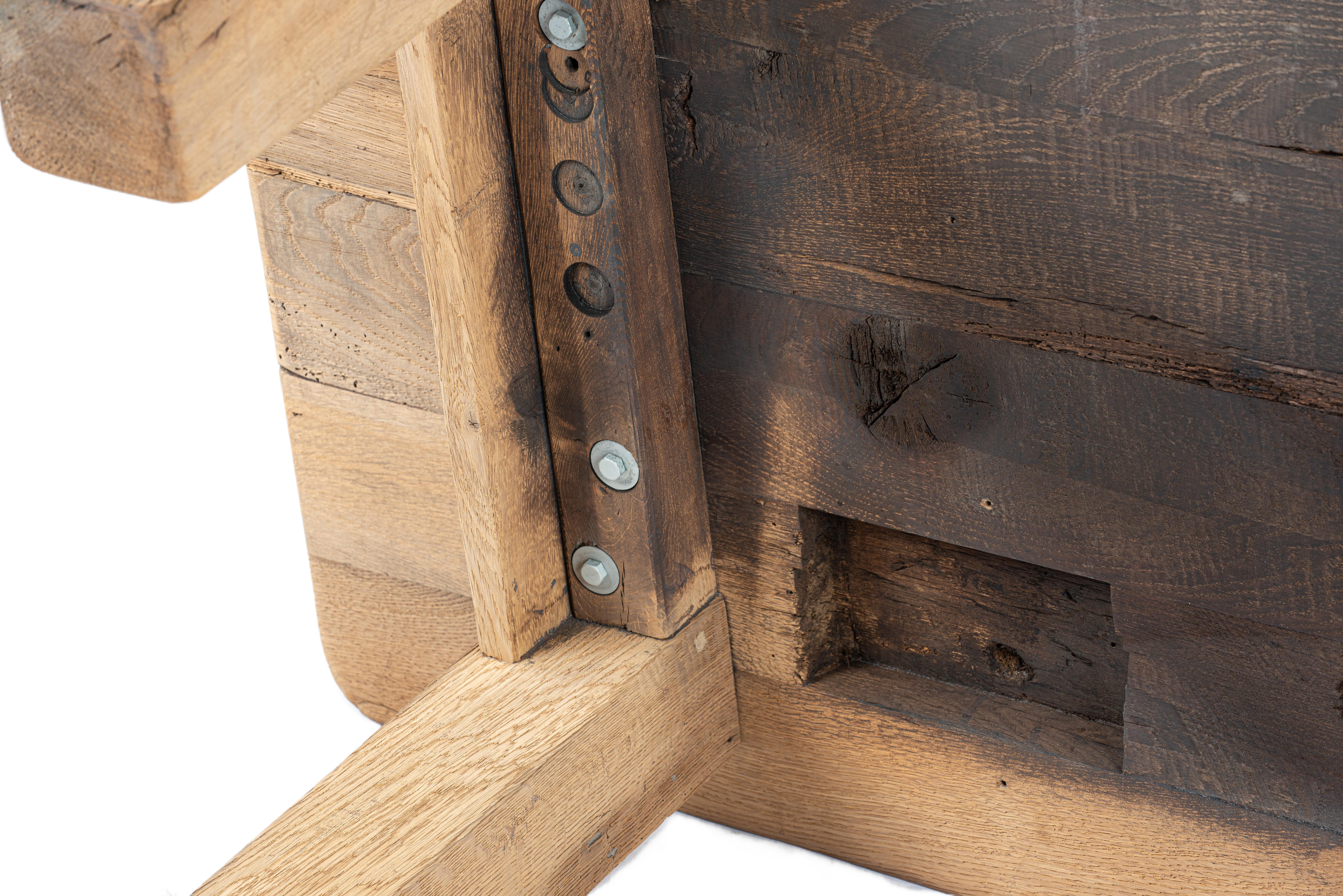 Rustic Solid weathered oak Dutch Coffee Table with natural wood color 1960s For Sale 4
