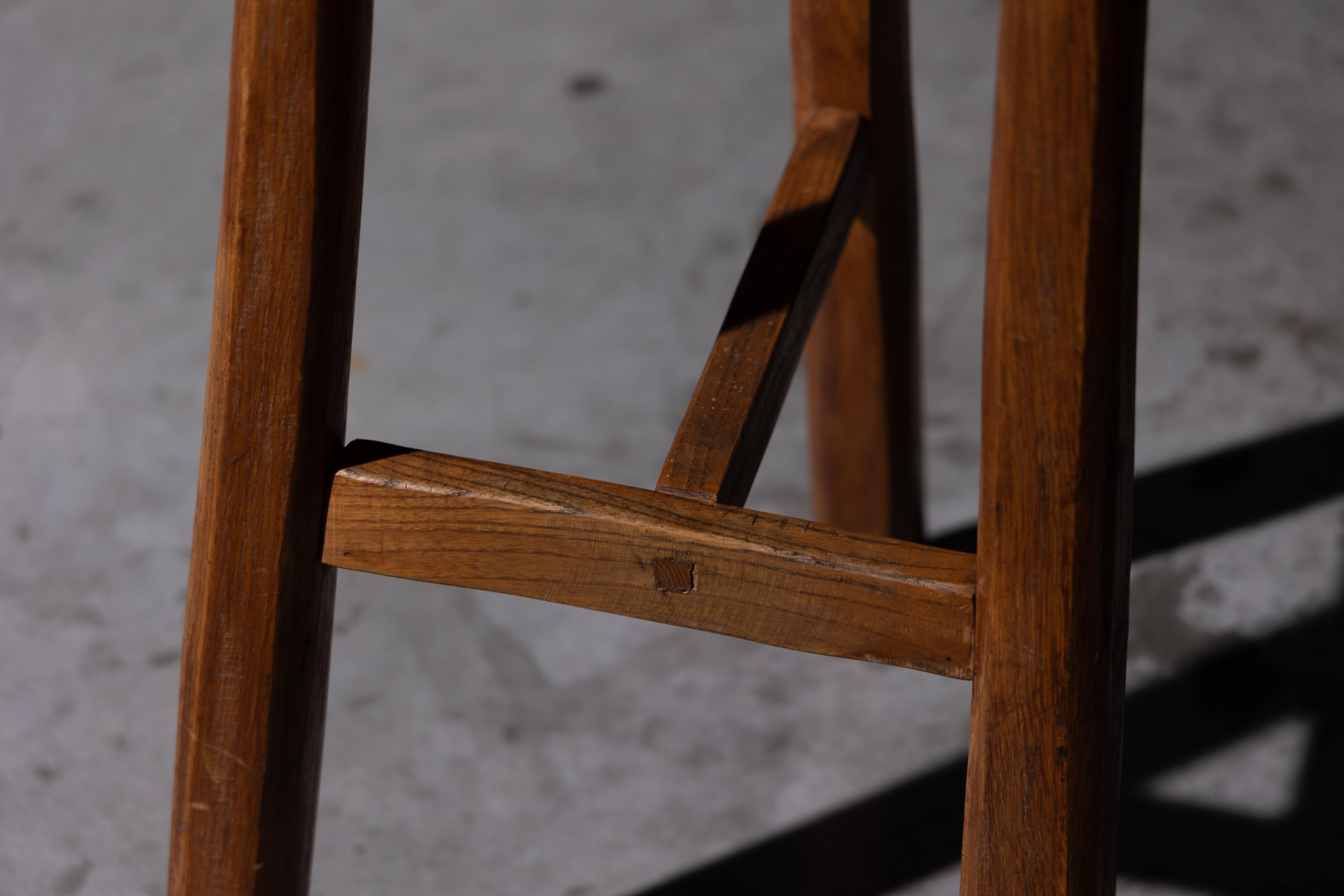Rustic Solid Wood Bar Stools, France, 1950s In Excellent Condition For Sale In Antwerp, BE