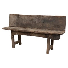 Rustic Solid Wood Bench, circa 1920