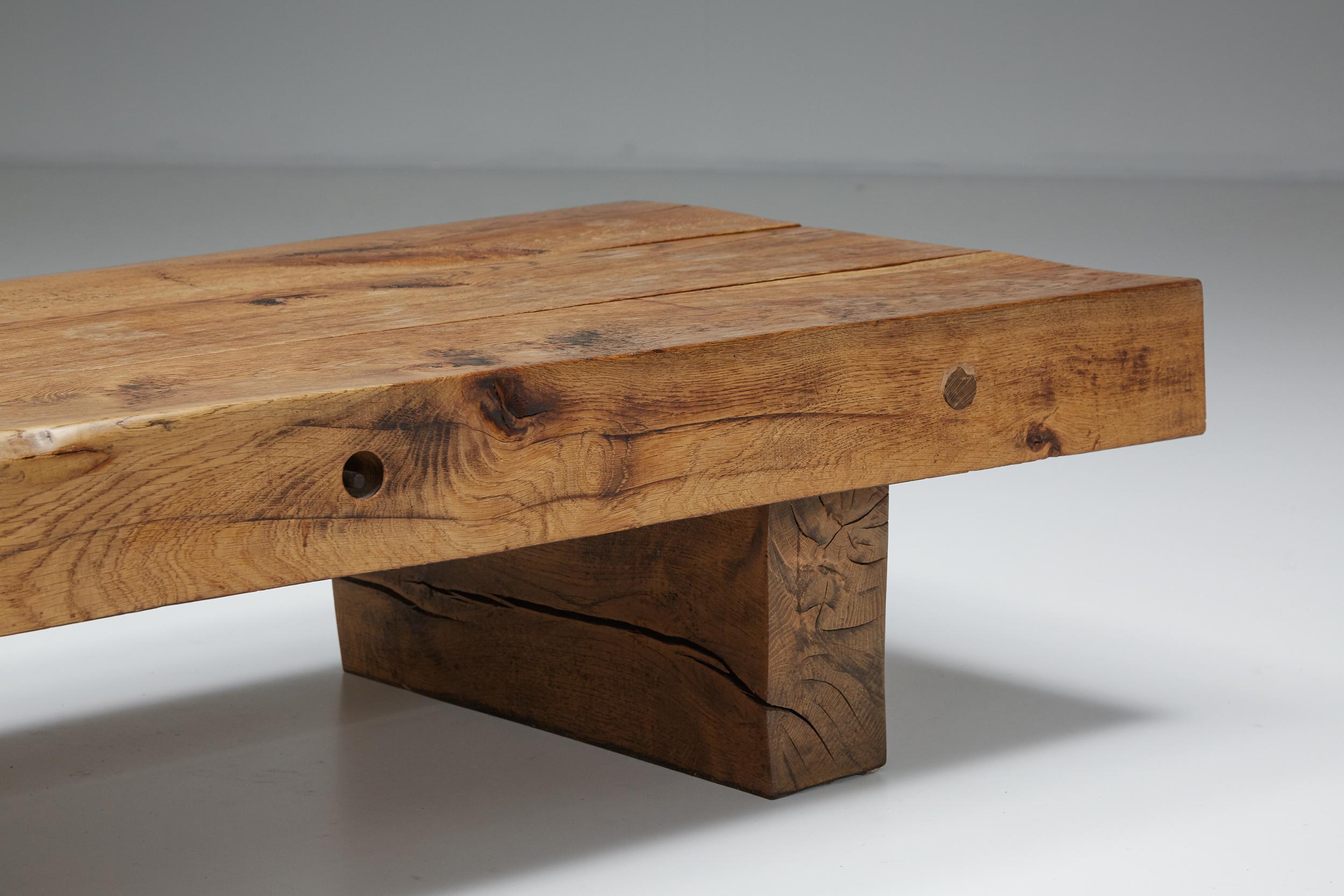 Rustic Solid Wood Coffee Table In Excellent Condition In Antwerp, BE