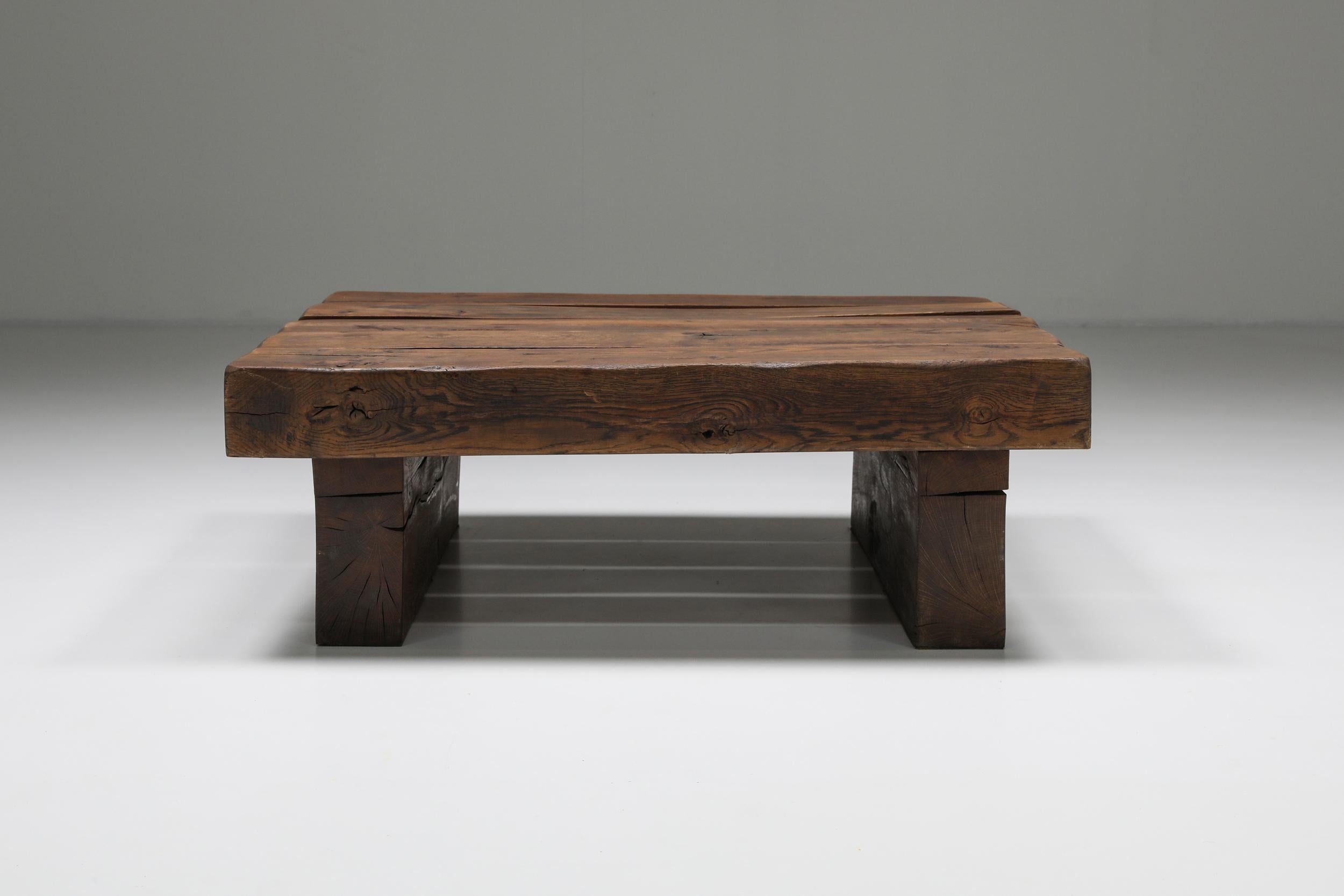 Mid-Century Modern Rustic Solid Wood Craftsman Coffee Table