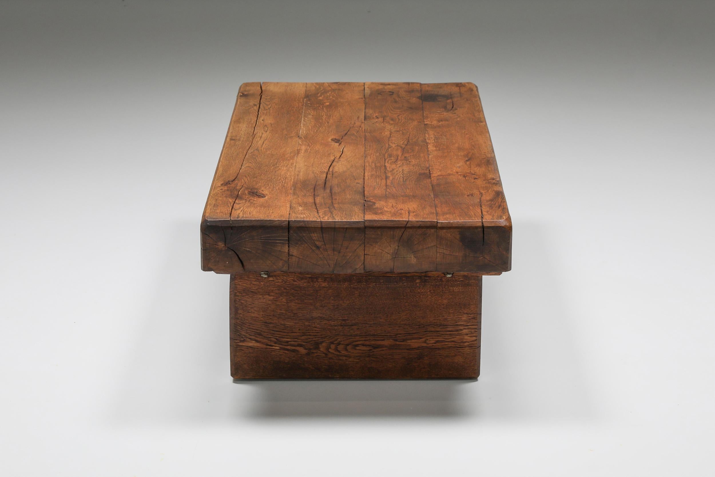 European Rustic Solid Wood Craftsman Coffee Table