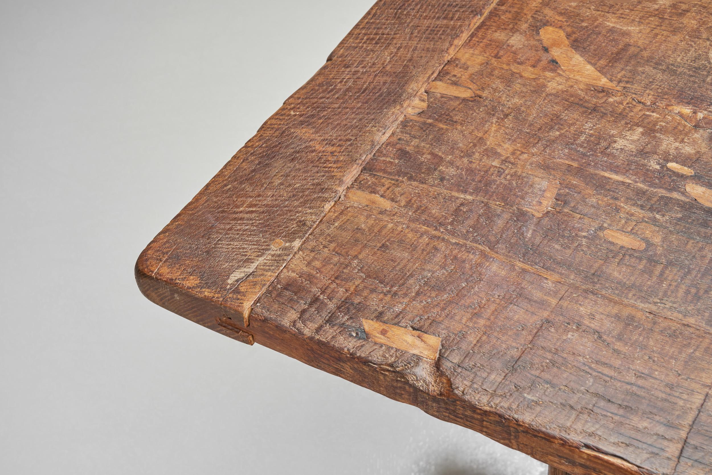 Rustic Solid Wood Dining Table, Europe 19th Century For Sale 5
