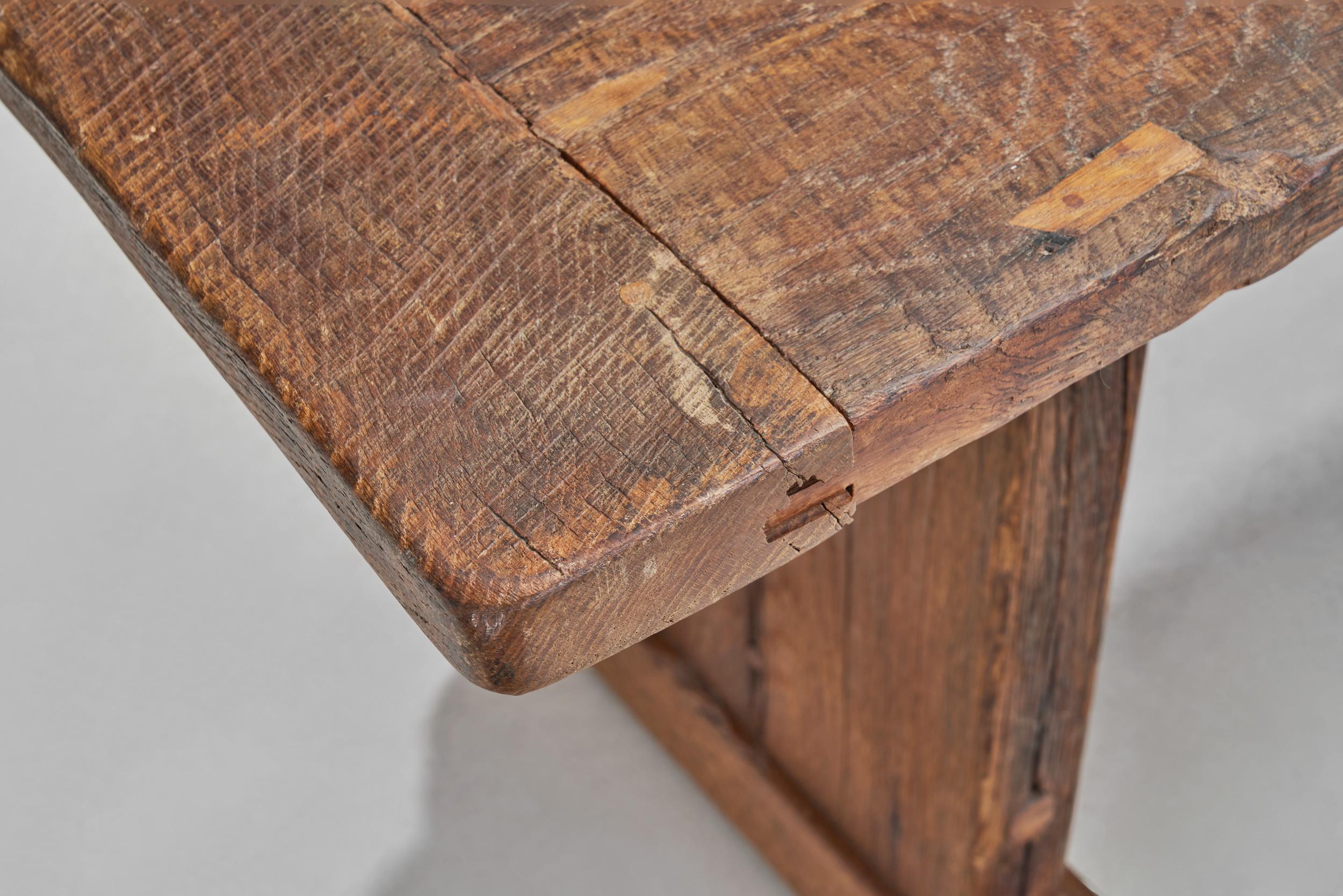 Rustic Solid Wood Dining Table, Europe 19th Century For Sale 3