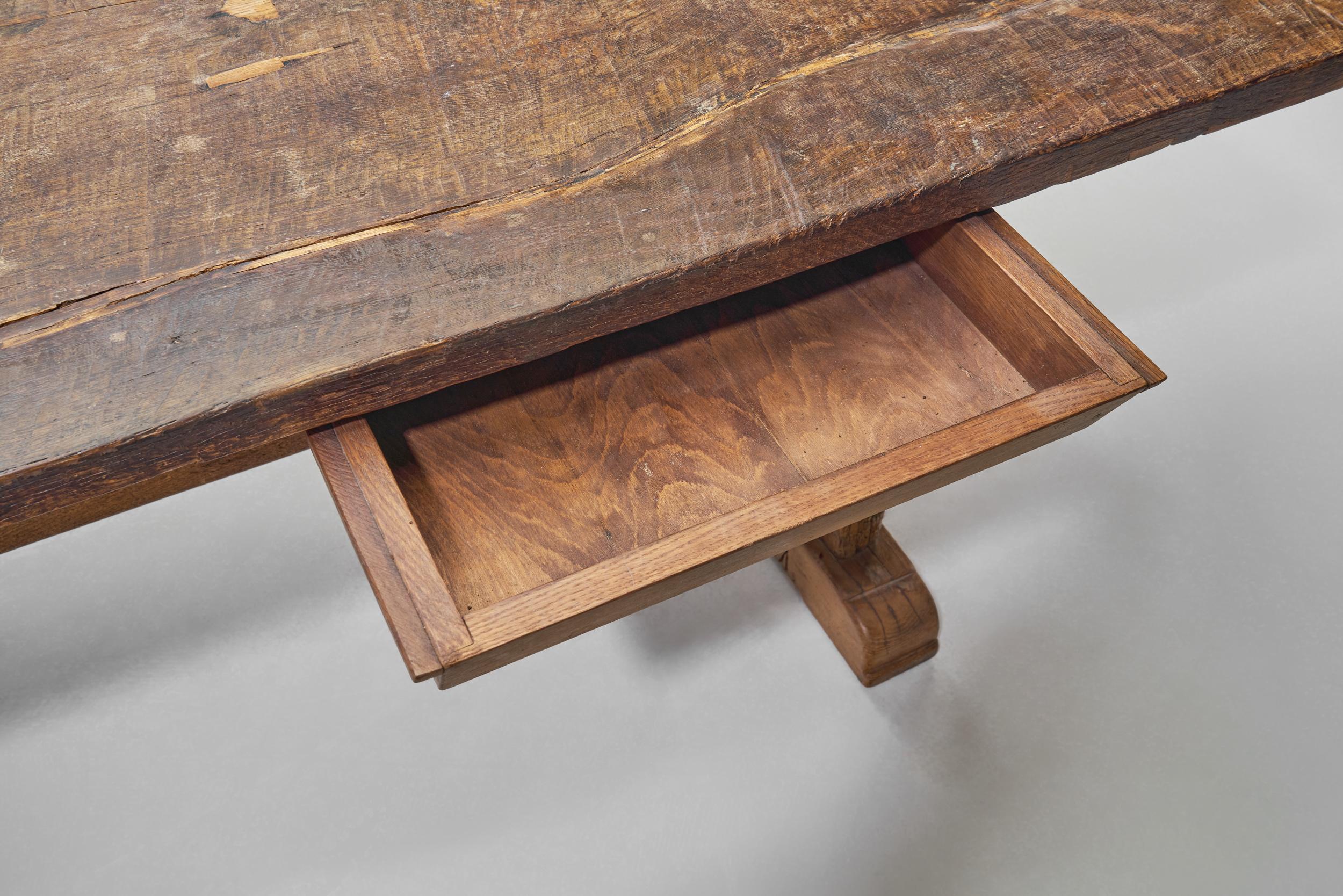 Rustic Solid Wood Dining Table, Europe 19th Century For Sale 4
