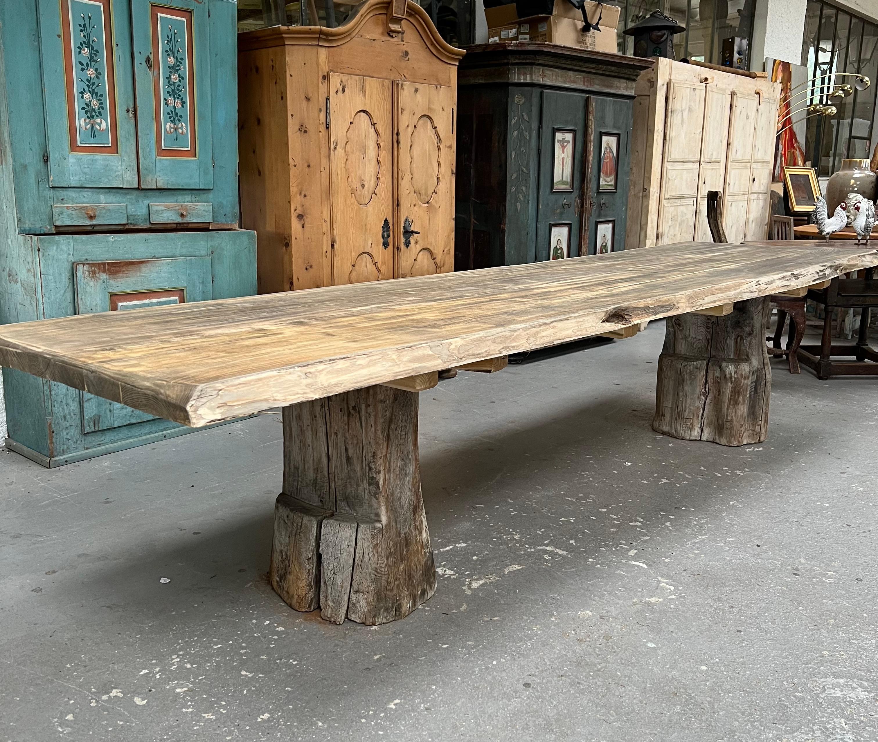 French Provincial Rustic Solid Wood Farmhouse Table For Sale