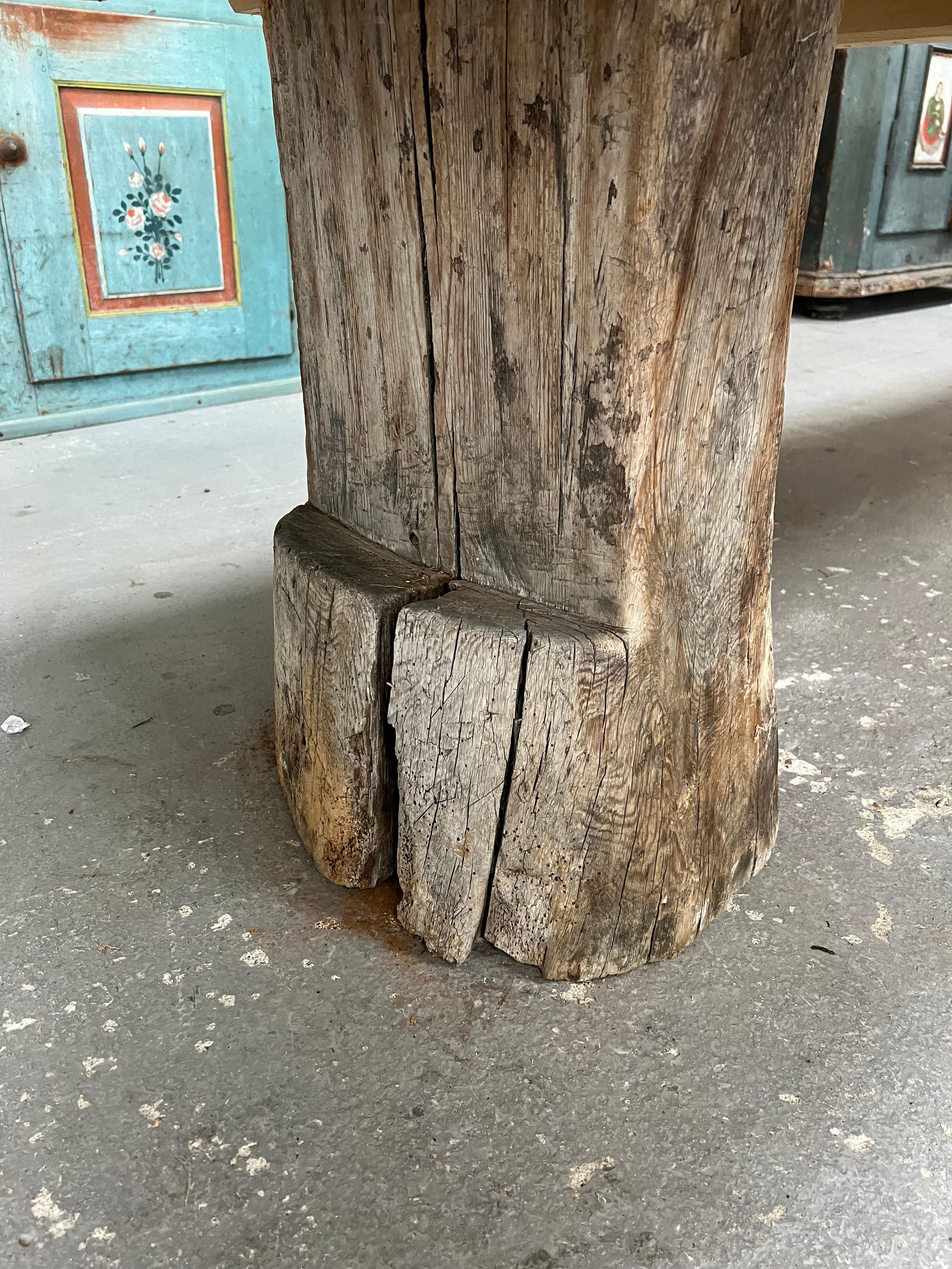 French Rustic Solid Wood Farmhouse Table For Sale