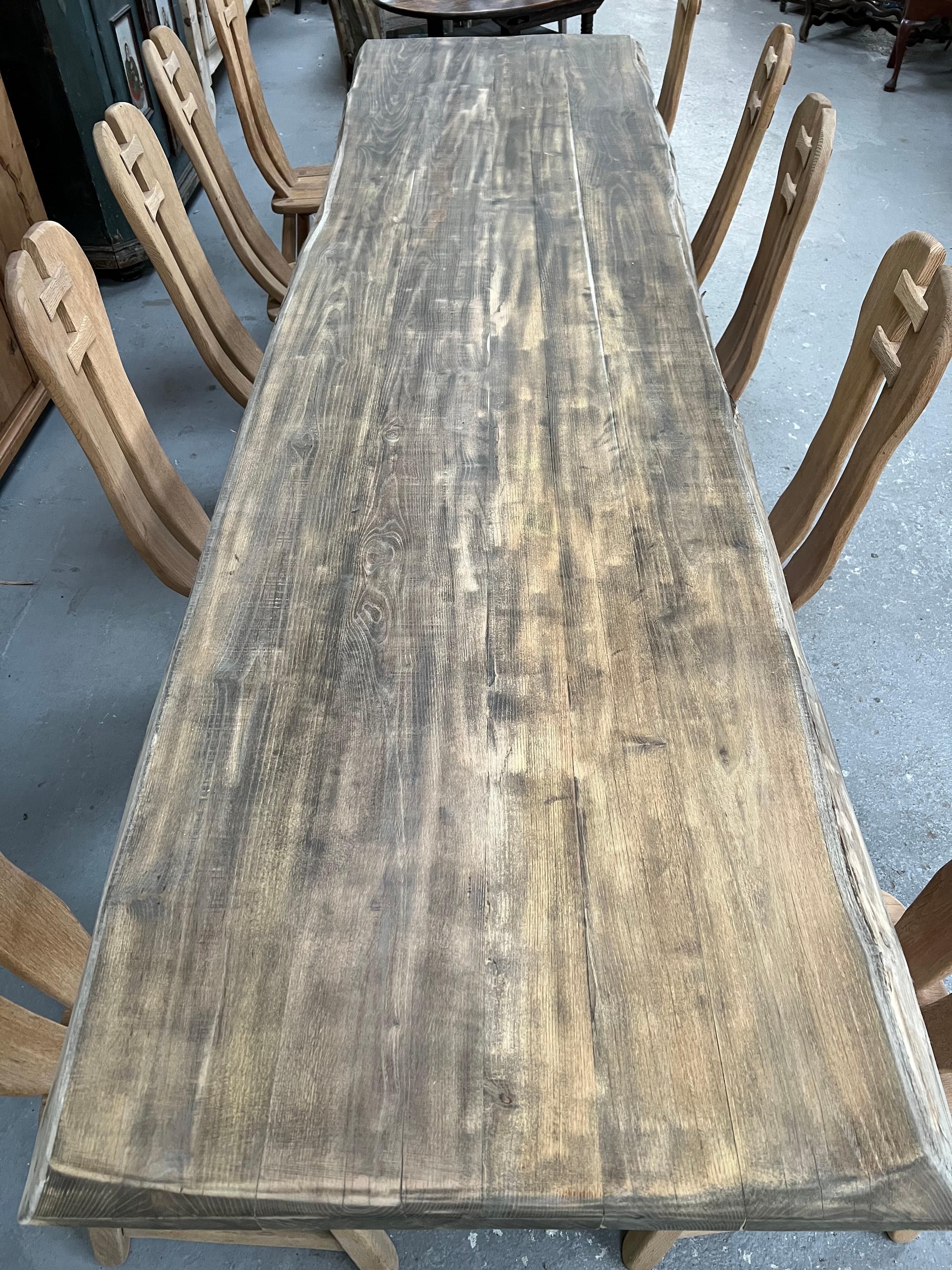 20th Century Rustic Solid Wood Farmhouse Table For Sale