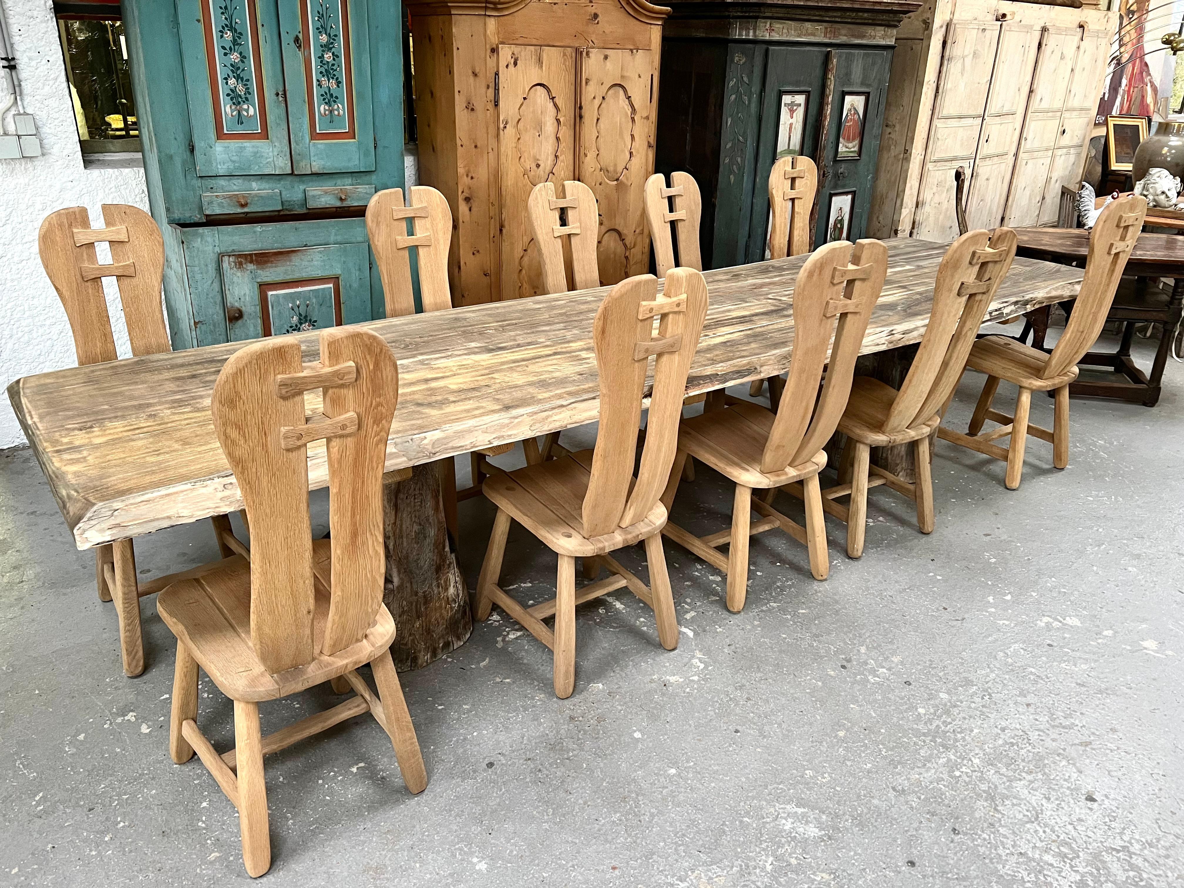 Elm Rustic Solid Wood Farmhouse Table For Sale
