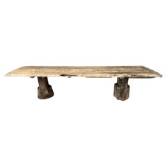 Mesa de granja rústica de madera maciza
