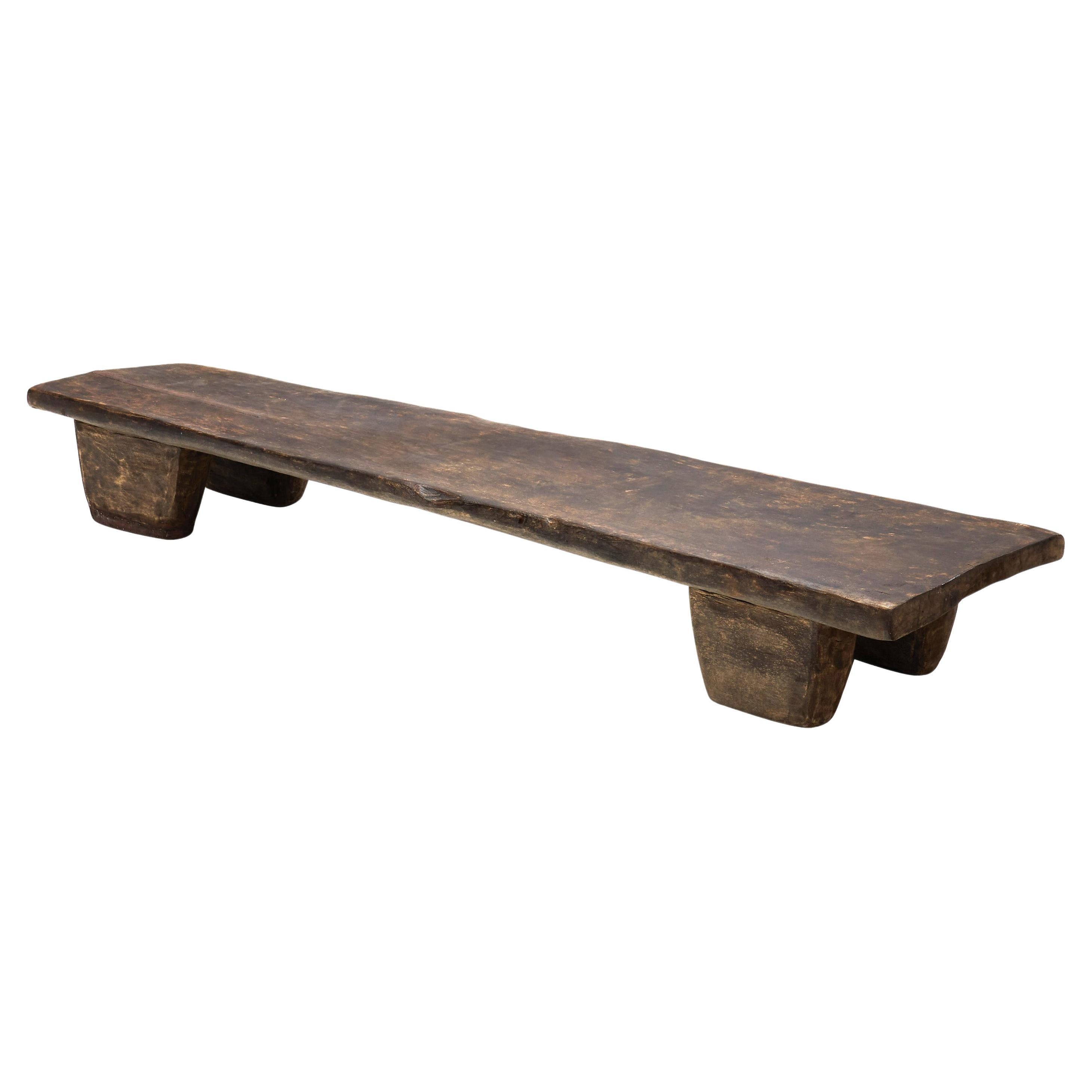 Rustic Solid Wood Naga Coffee Table, India Early 20th Century For Sale
