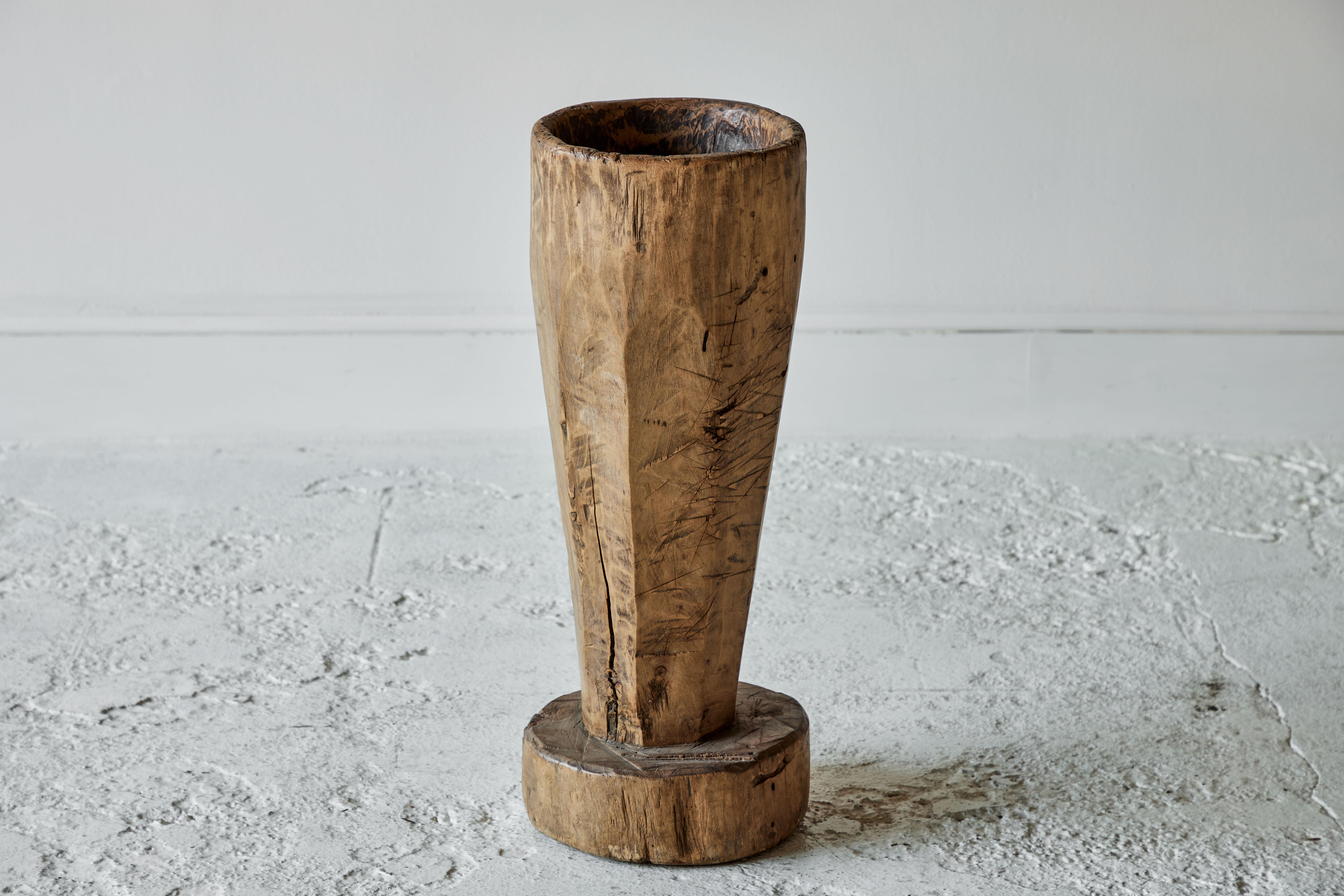20th Century Rustic Solid Wood Sculptural Vessel