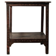 Rustic Solid Wood Side Table with Lower Shelf and Patina Rustic Solid Wood Side Table with Lower Shelf and Patina
