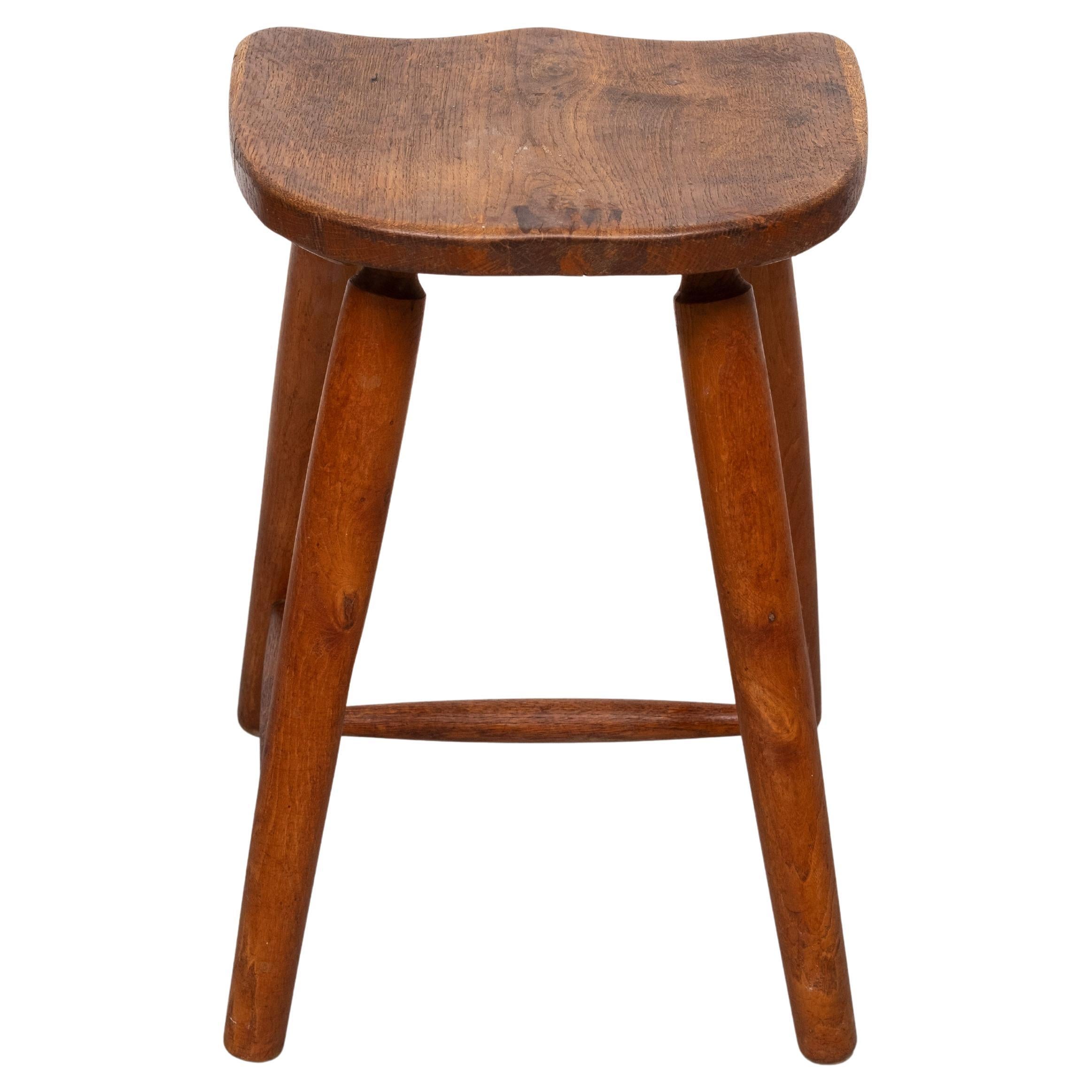 Mid-Century Modern Rustic solid wood Stool 1950s Holland For Sale