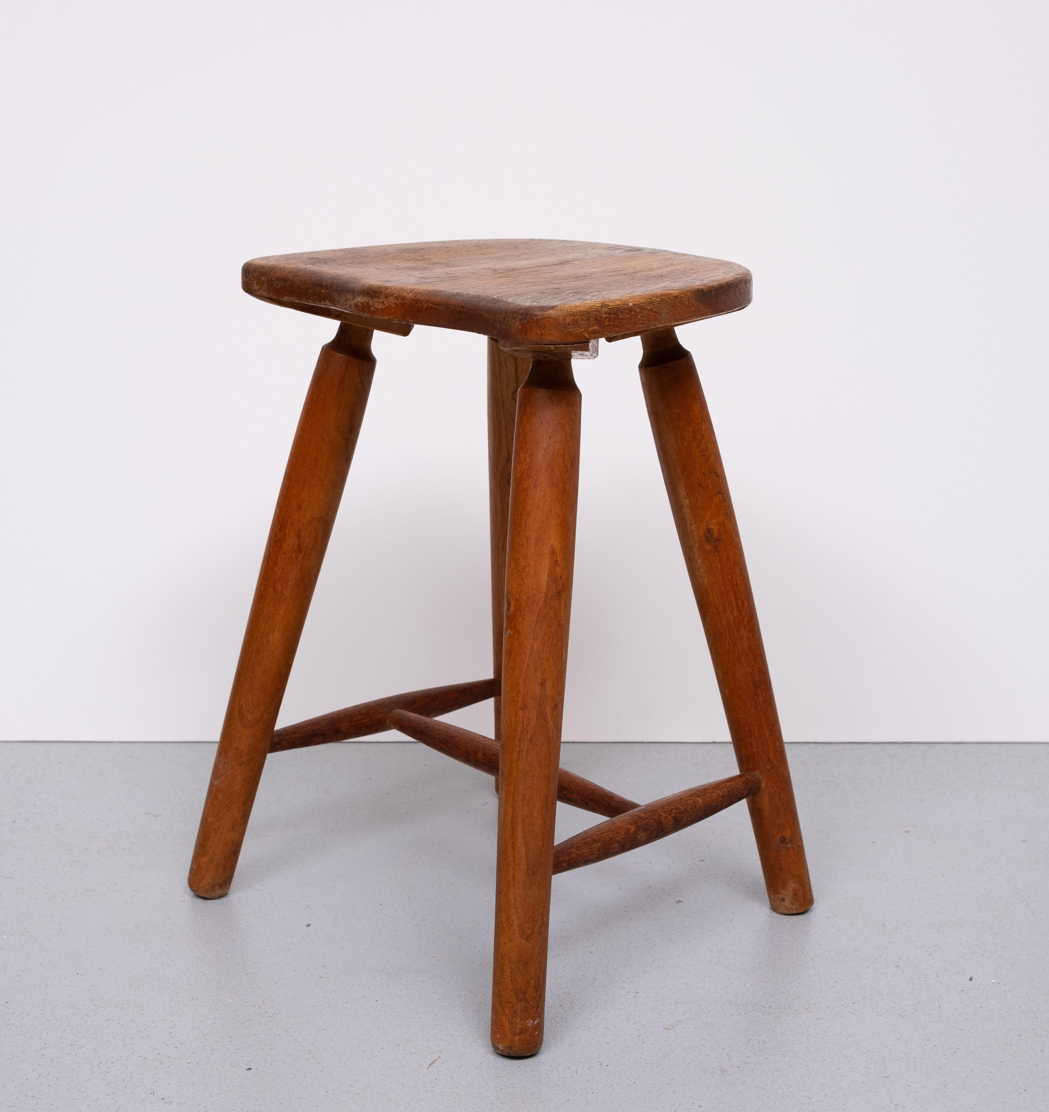 Dutch Rustic solid wood Stool 1950s Holland For Sale
