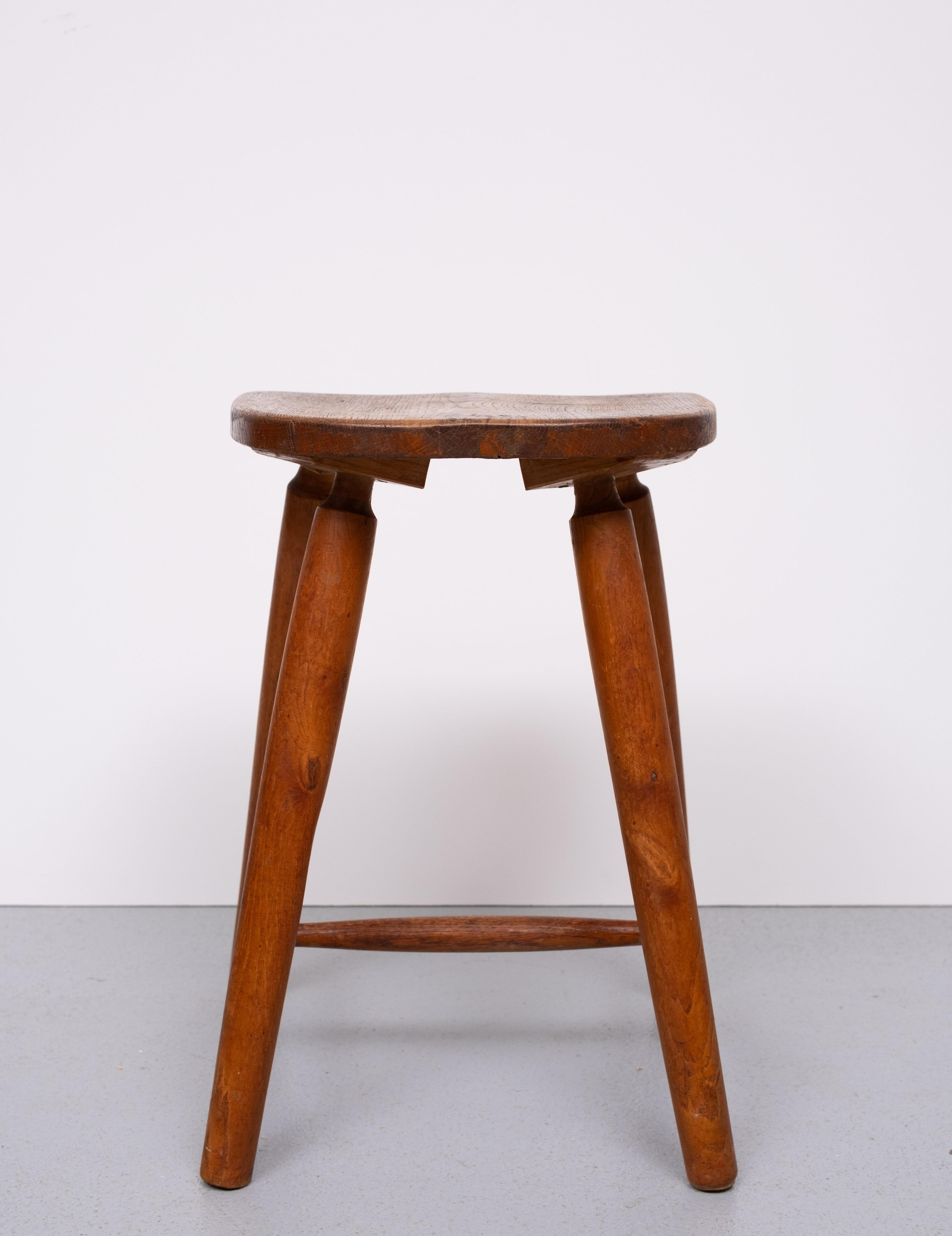 Mid-20th Century Rustic solid wood Stool 1950s Holland For Sale