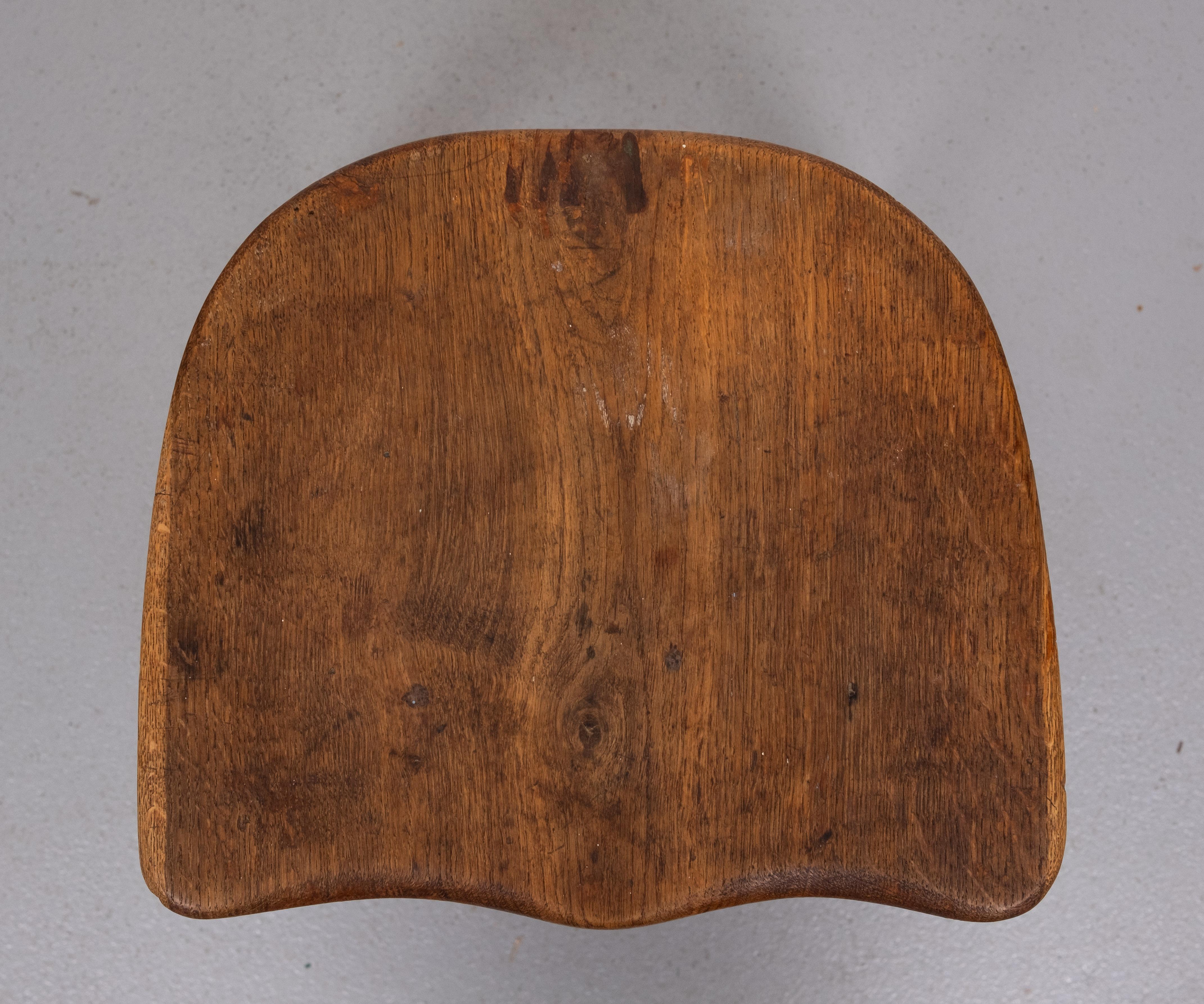 Oak Rustic solid wood Stool 1950s Holland For Sale