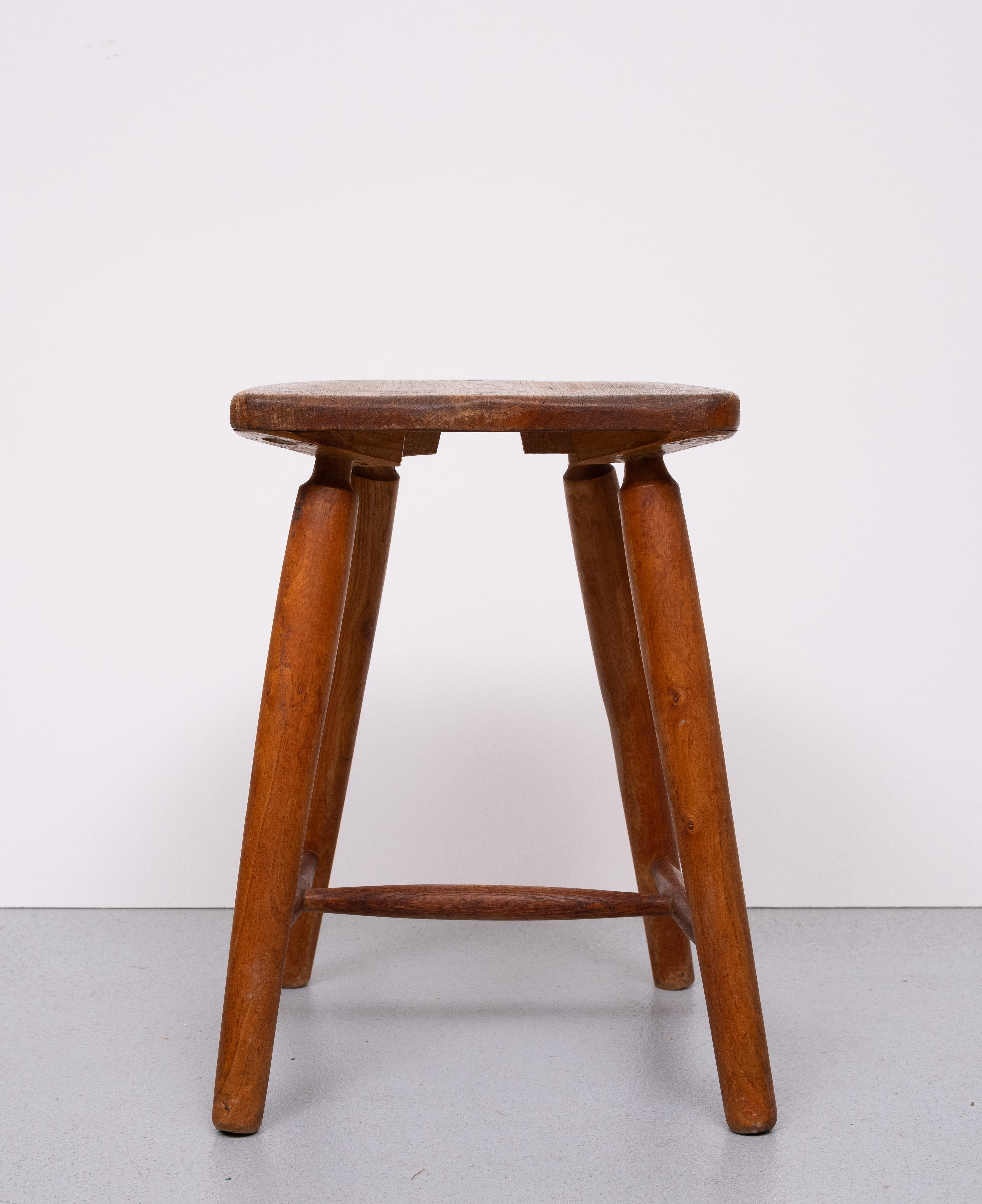Rustic solid wood Stool 1950s Holland For Sale 1