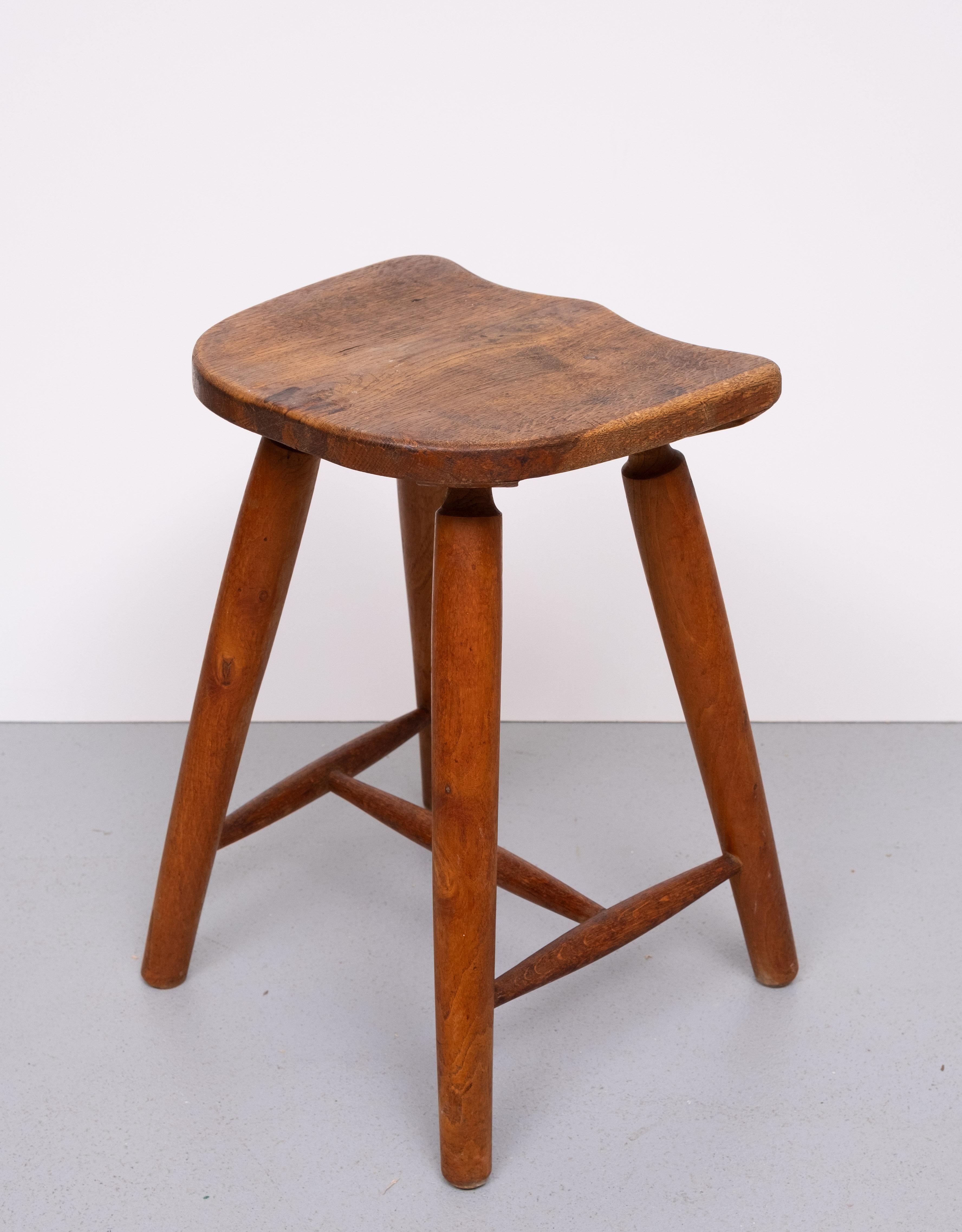 Rustic solid wood Stool 1950s Holland For Sale 2