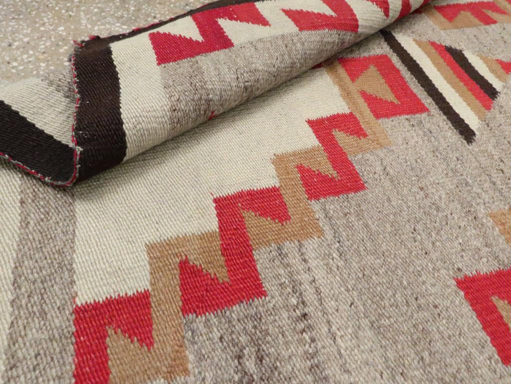 Wool Rustic Southwestern Style North American Navajo Tribal Throw Rug, circa 1920 For Sale