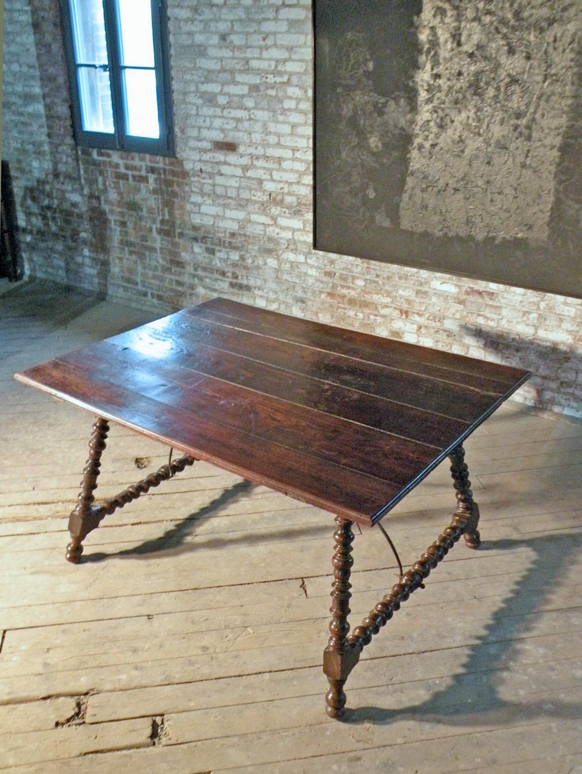 Baroque Rustic Spanish 18th Century Chestnut Dining or Center Table For Sale