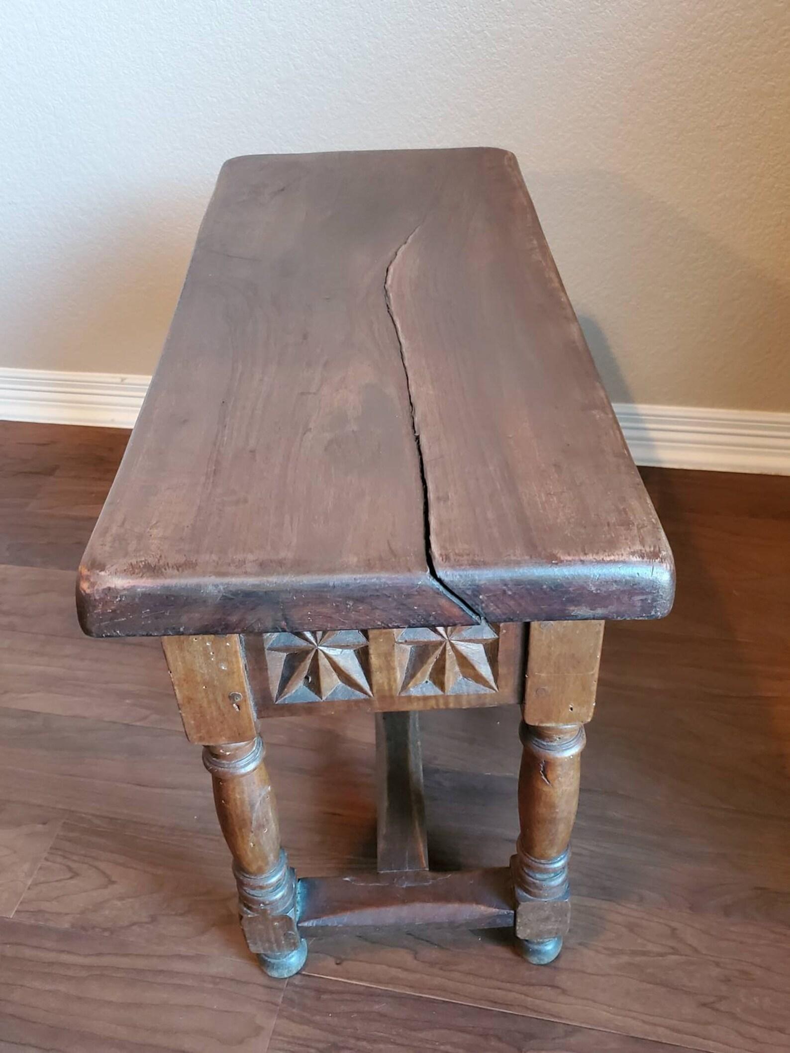 Antique Spanish Baroque Carved Walnut End Table or Stool For Sale 6