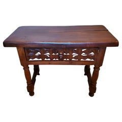Rustic Spanish Baroque Carved Walnut Table