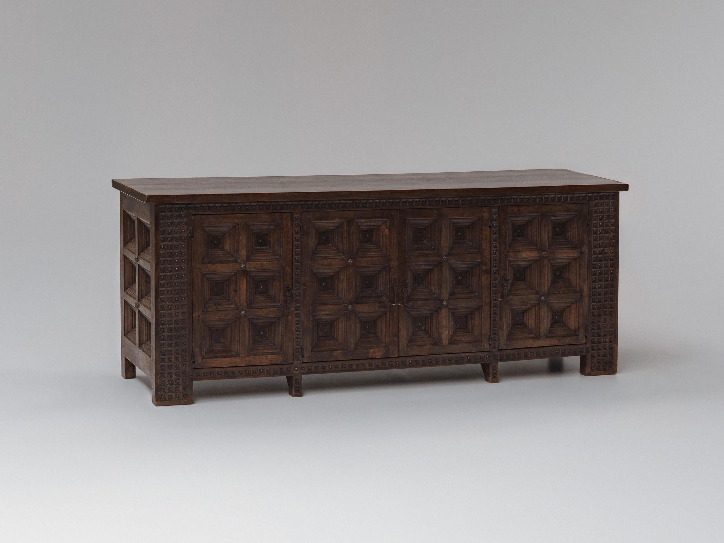 Rustic Spanish Brutalist Sideboard, 1960s For Sale 5