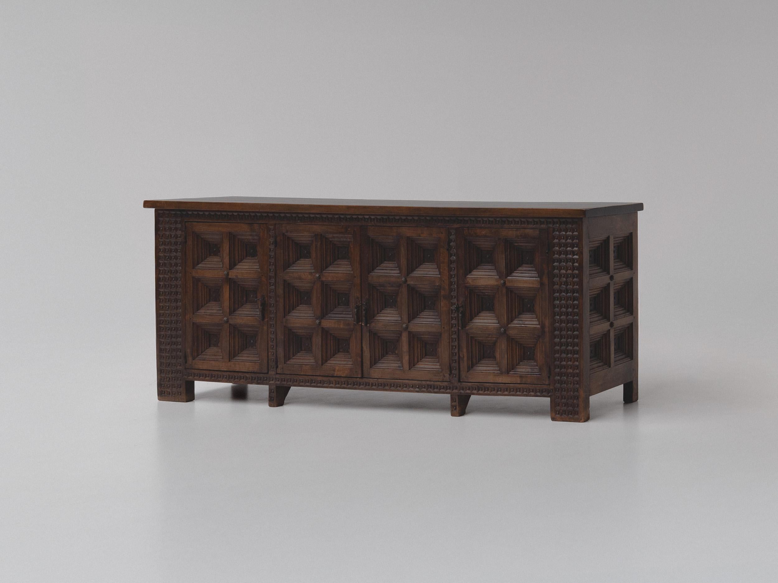 Rustic Spanish Brutalist Sideboard, 1960s For Sale 7