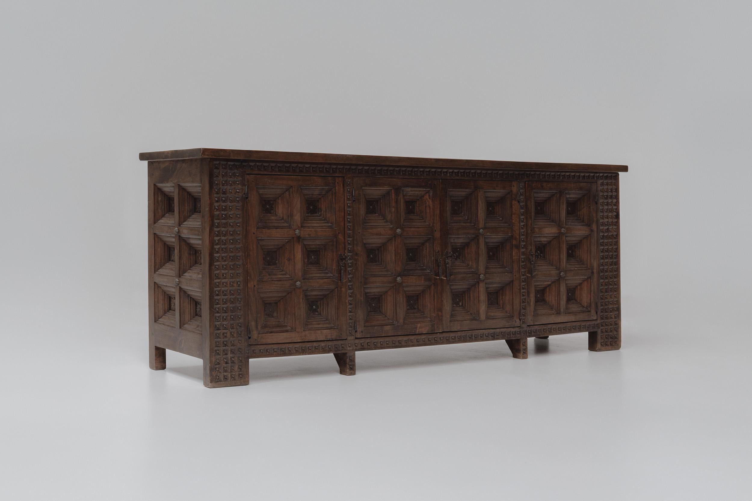 Rustic Spanish Brutalist Sideboard, 1960s For Sale 2