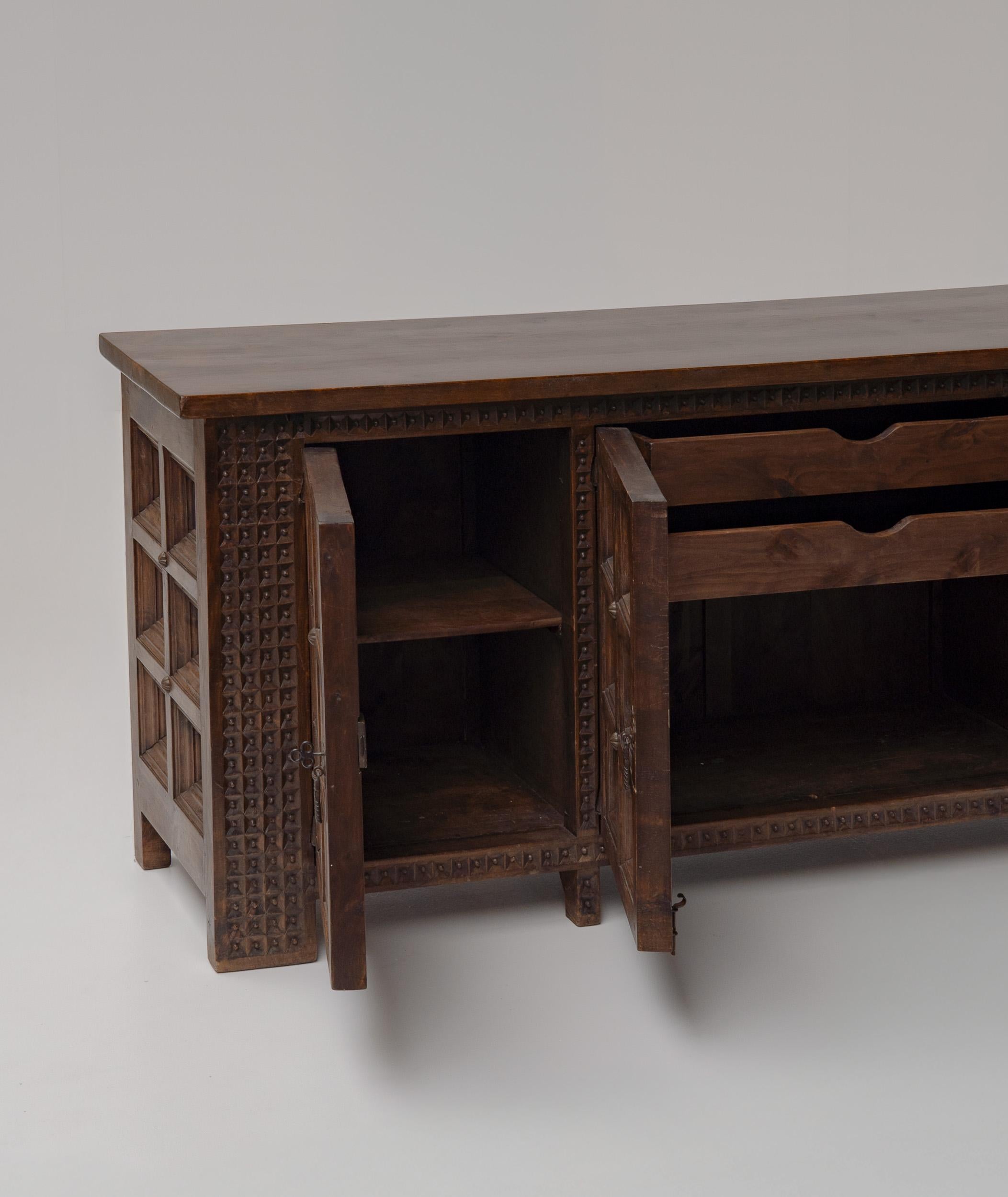 Rustic Spanish Brutalist Sideboard, 1960s For Sale 3