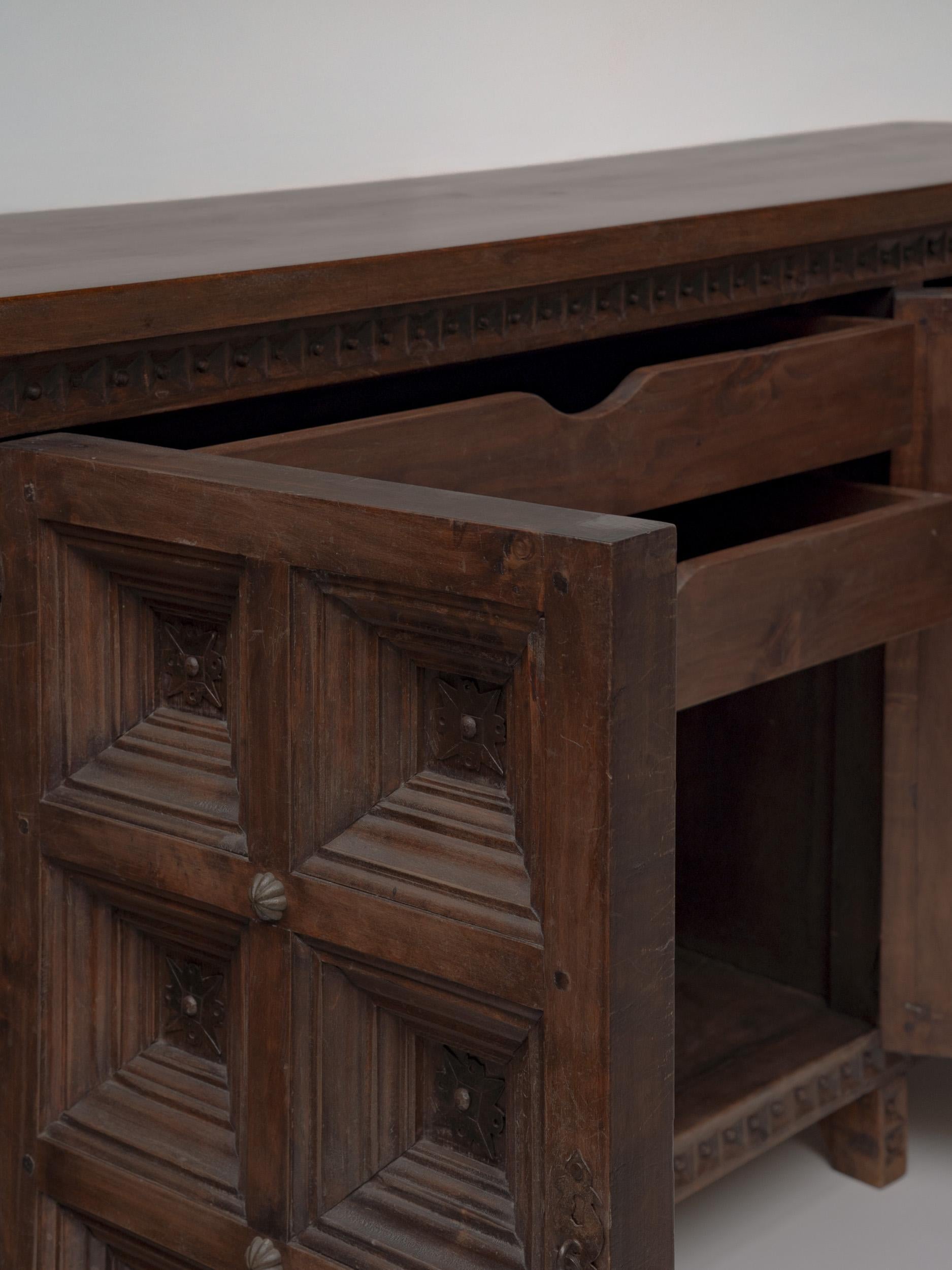 Rustic Spanish Brutalist Sideboard, 1960s For Sale 4