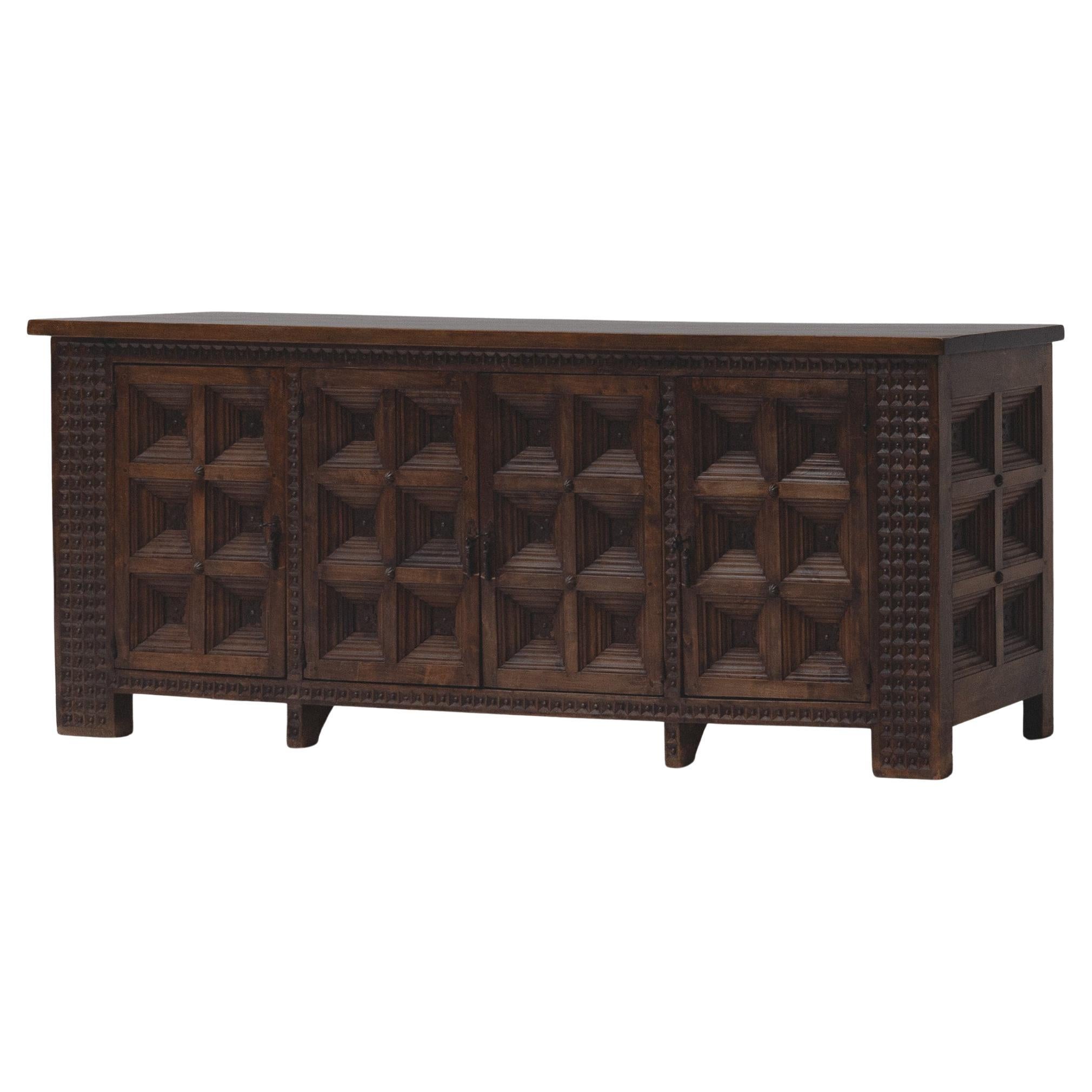 Rustic Spanish Brutalist Sideboard, 1960s For Sale