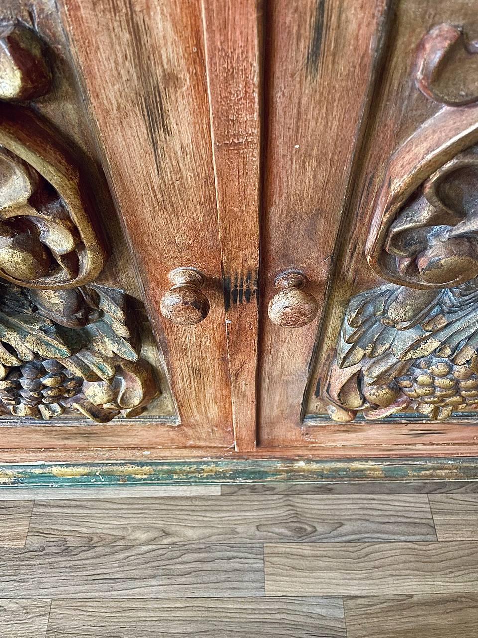 Rustic Spanish Colonial Hacienda Cabinet w/ Hand-Carved Faces in vendita 4