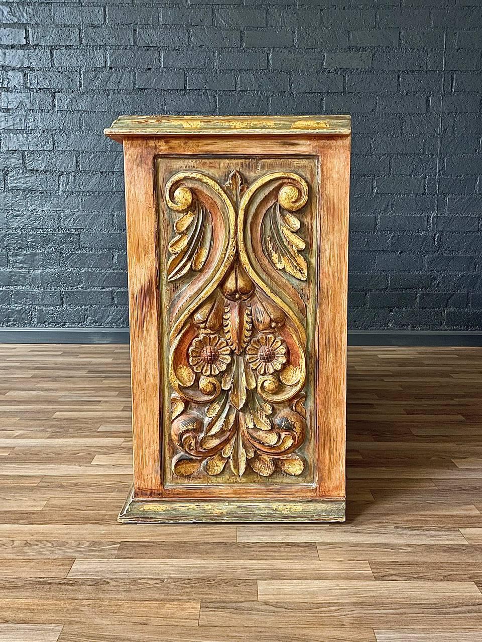 Rustic Spanish Colonial Hacienda Cabinet w/ Hand-Carved Faces in vendita 1