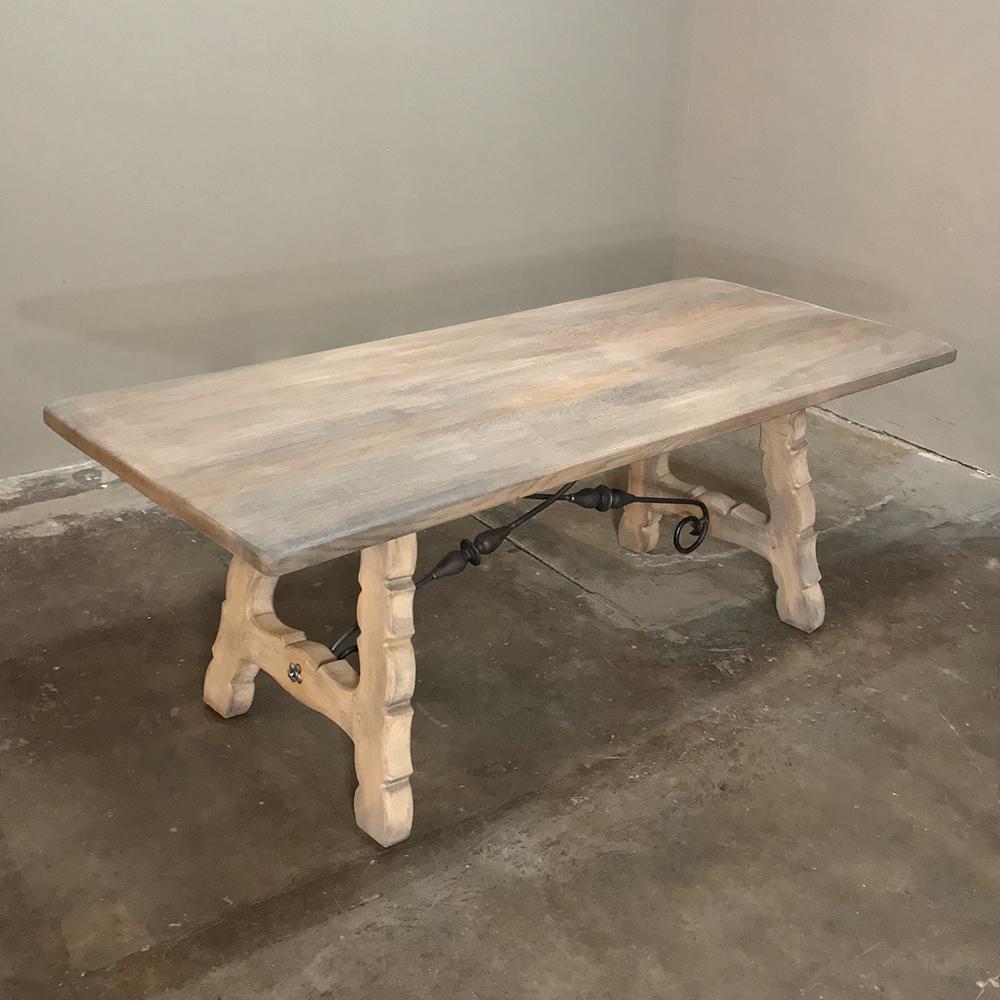 Spanish Colonial Rustic Spanish Stripped Oak Dining Table