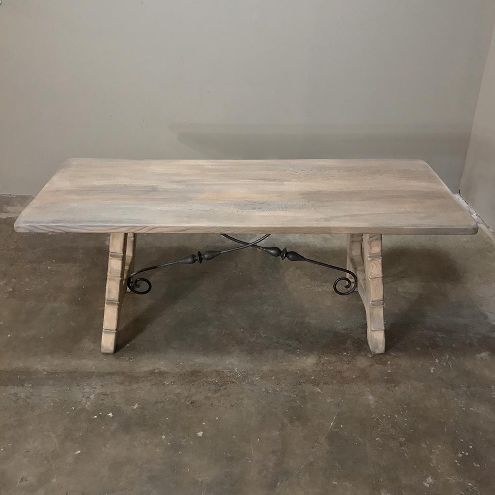 20th Century Rustic Spanish Stripped Oak Dining Table