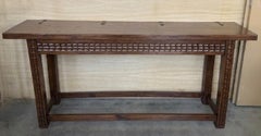 Rustic Spanish Style Solid Wood Convertible Console / Dining Table