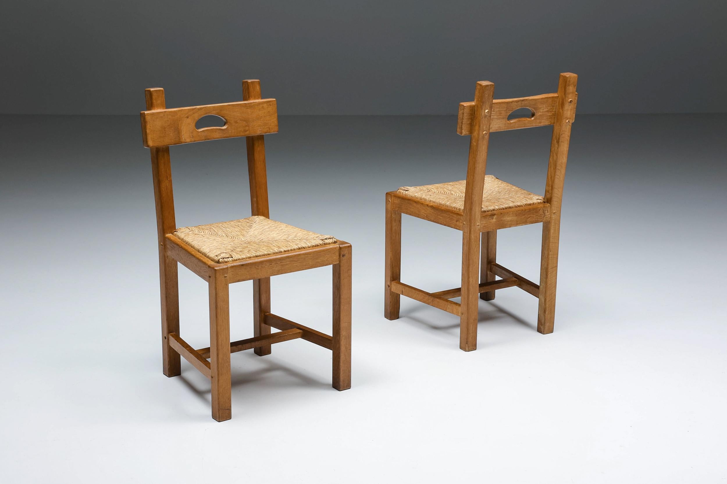 Rustic Spanish Wooden Dining Chairs, Arts & Crafts, Early 20th Century 1