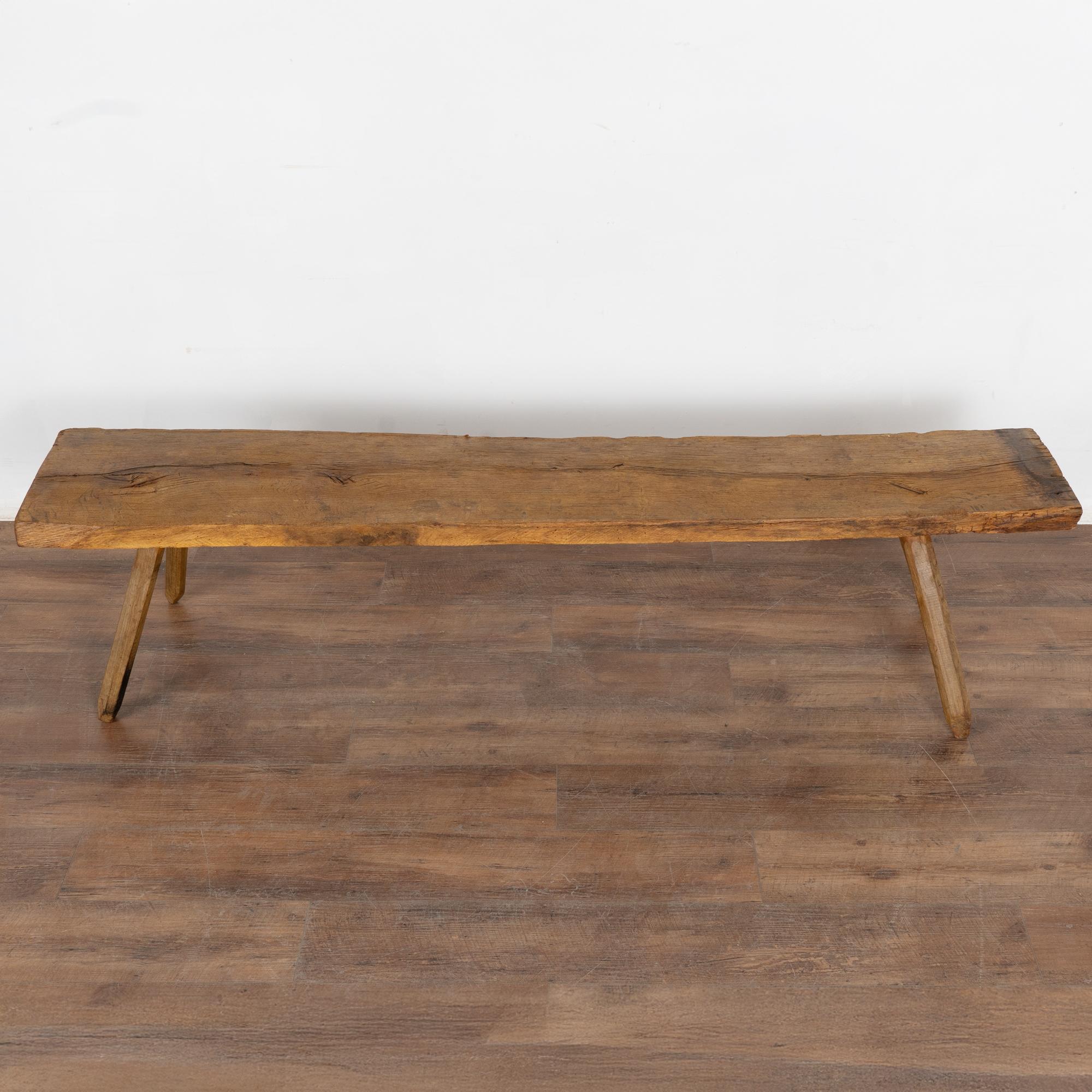 Rustic Splay Leg Narrow Bench, Hungary circa 1900 In Good Condition In Round Top, TX