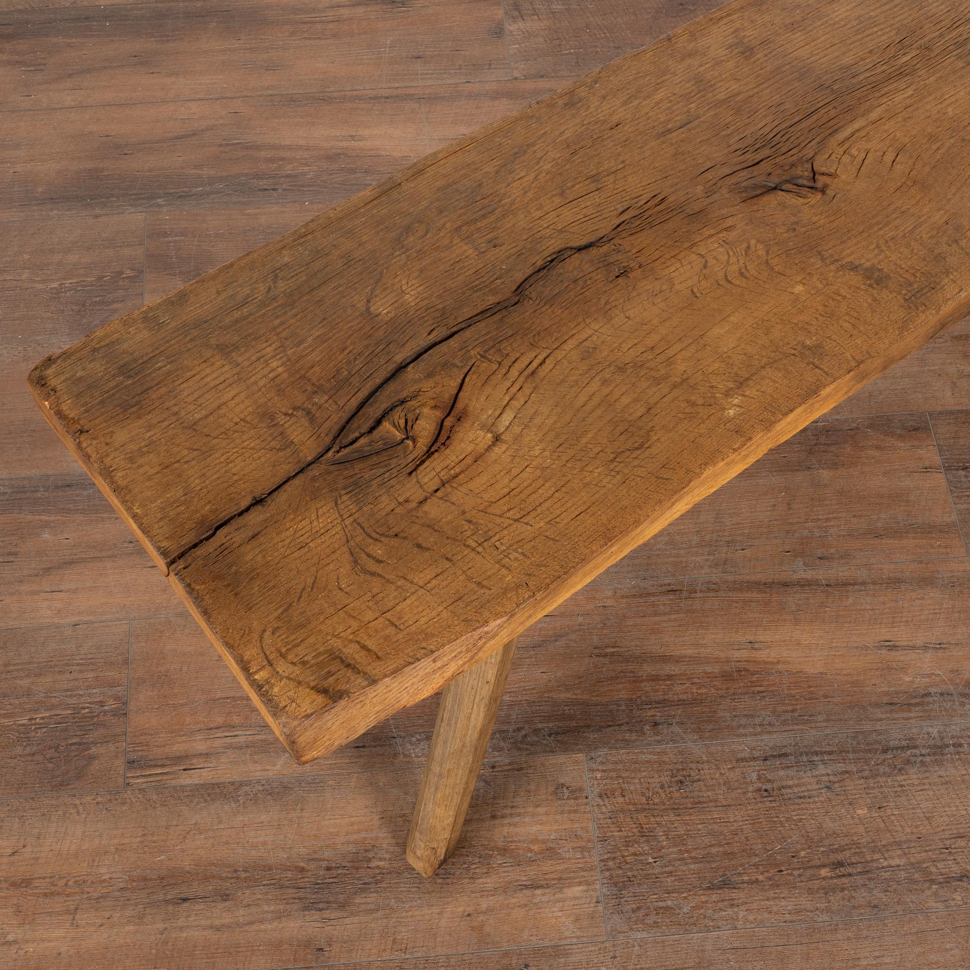 20th Century Rustic Splay Leg Narrow Bench, Hungary circa 1900