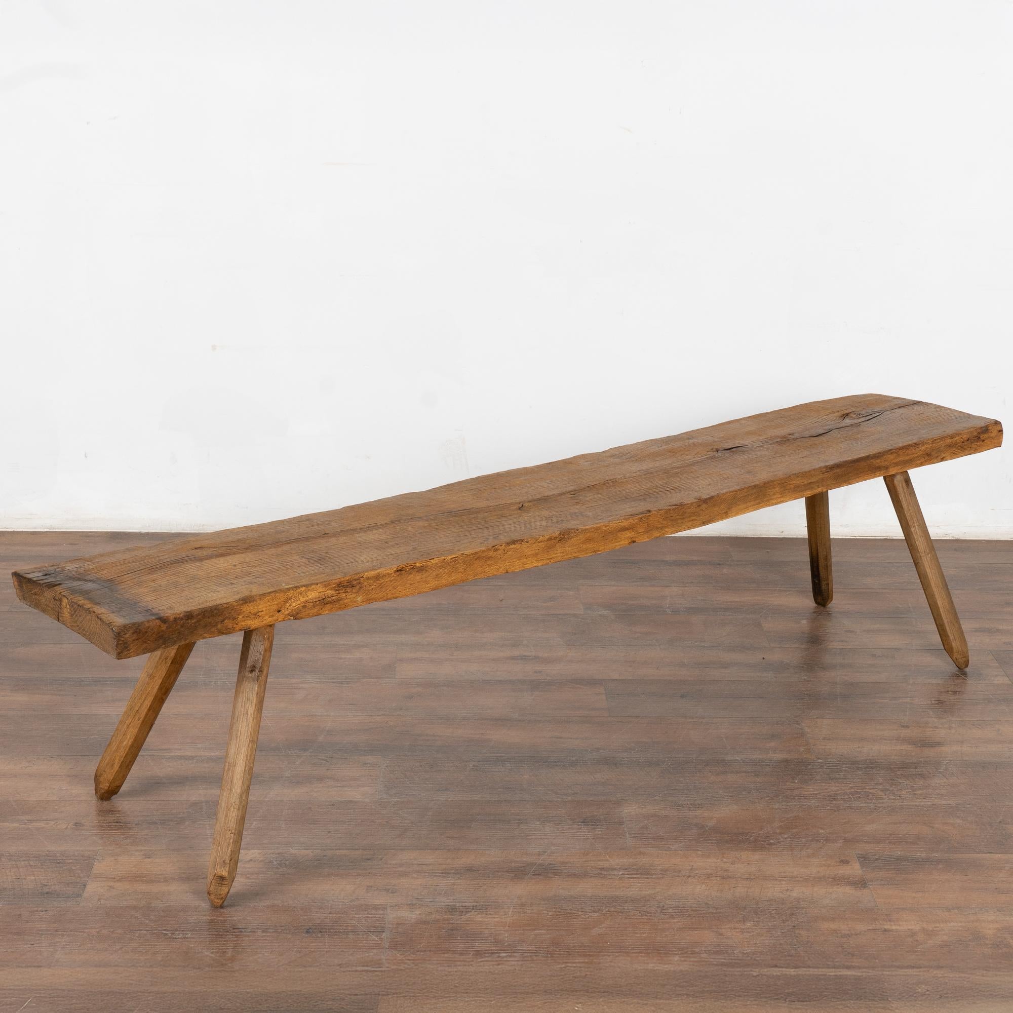 Rustic Splay Leg Narrow Bench, Hungary circa 1900 3