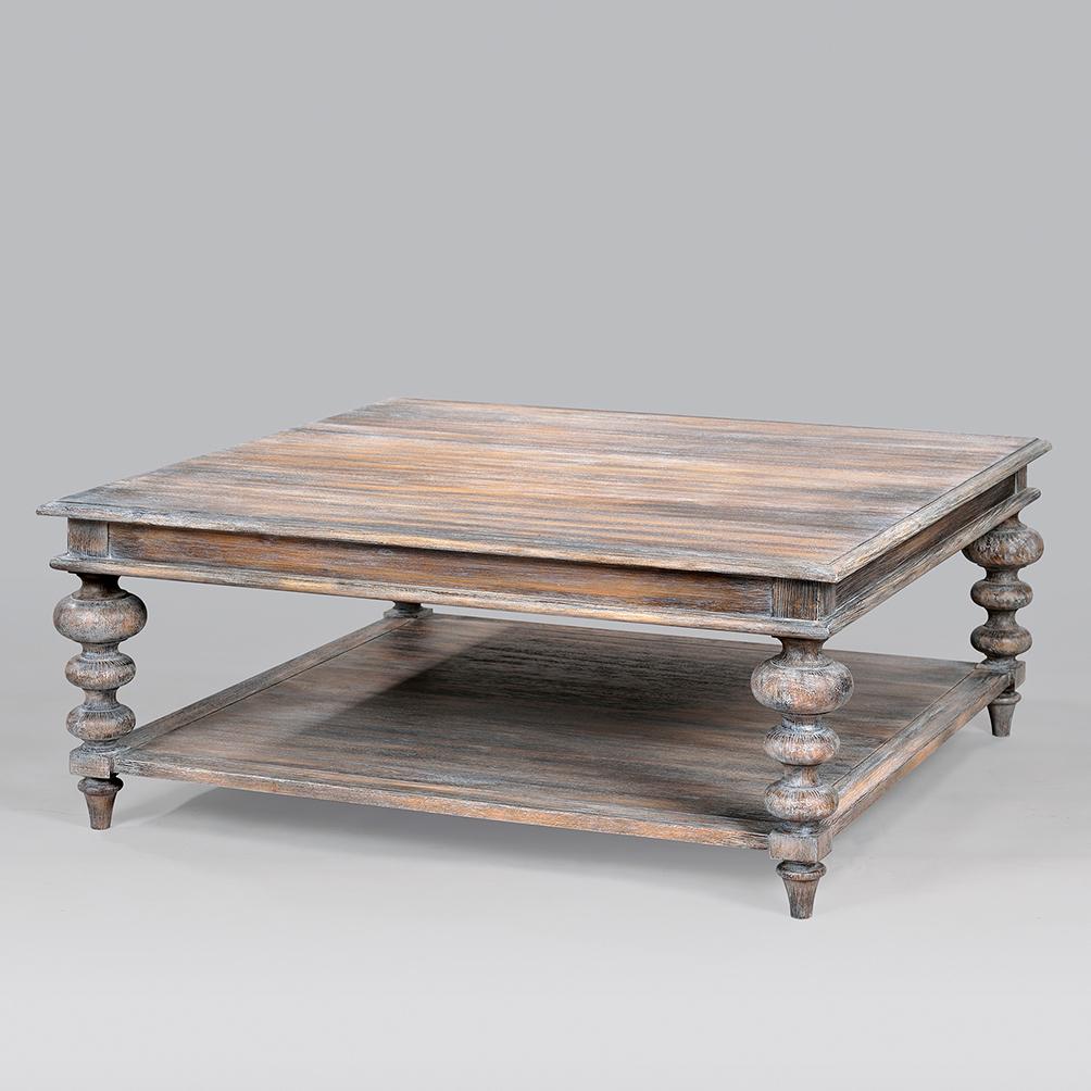 Rustic Square Coffee Table, Cerused Finish at 1stDibs rustic coffee
