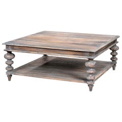 Rustic Square Coffee Table, Cerused Finish