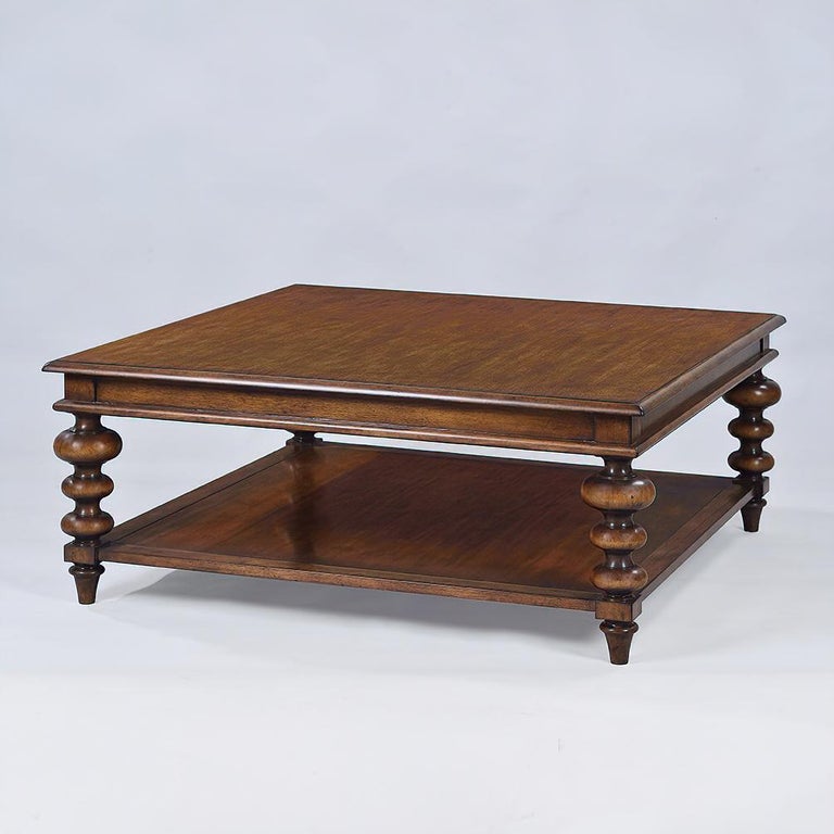 Rustic Square Coffee Table Walnut Finish For Sale At 1stdibs