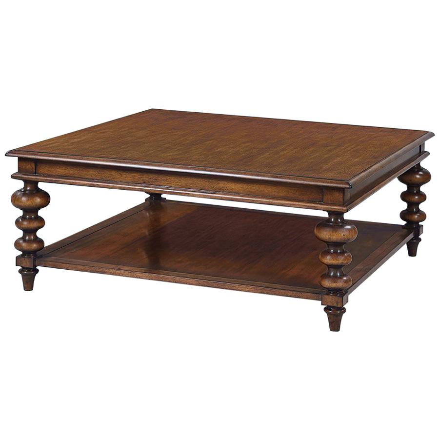 Rustic Square Coffee Table, Walnut Finish For Sale