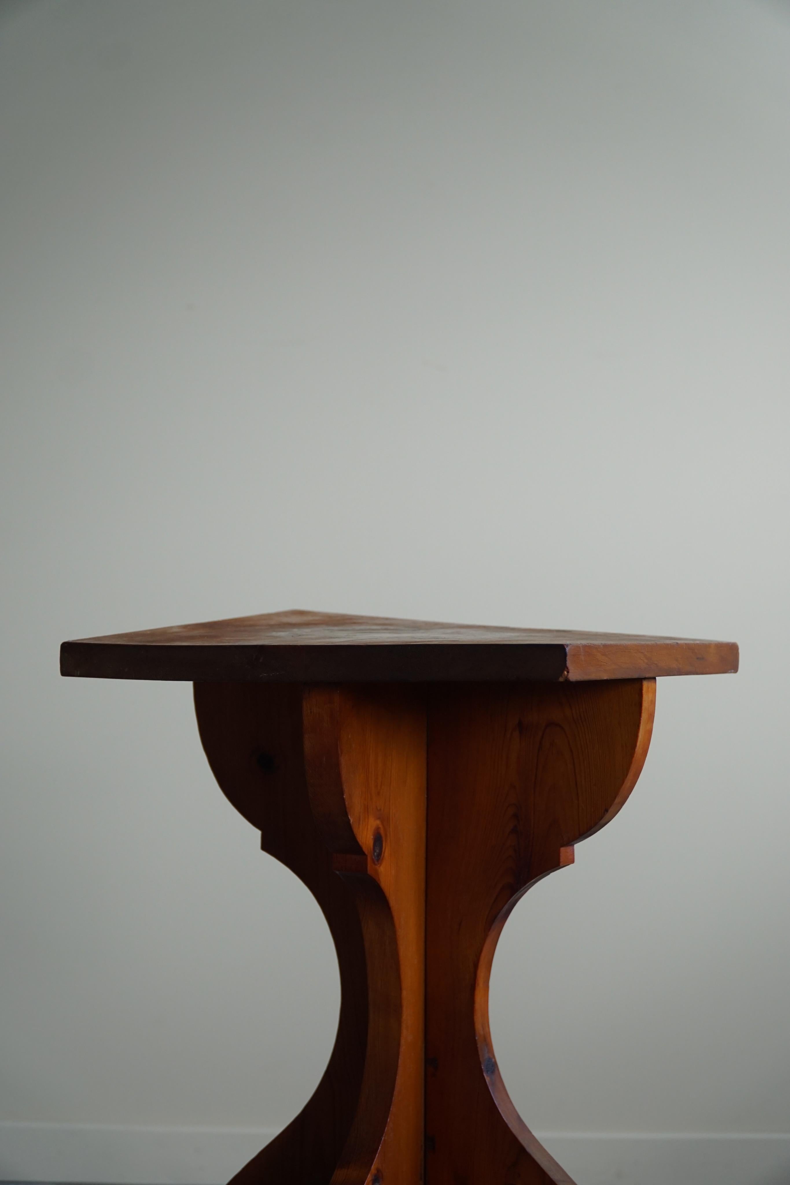 Hand-Crafted Rustic Square Side Table in Pine, Swedish Mid Century, 1950s